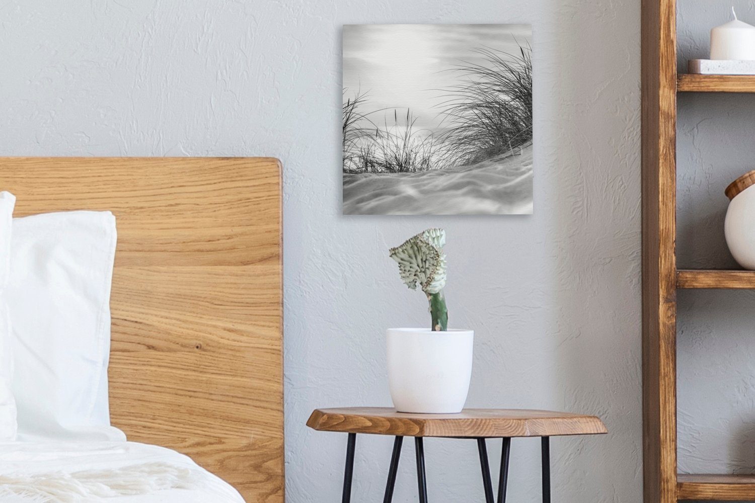 Dünen, St), - Weiß Leinwand Wattenmeer - (1 Bilder OneMillionCanvasses® Schlafzimmer für Wohnzimmer - Schwarz Leinwandbild