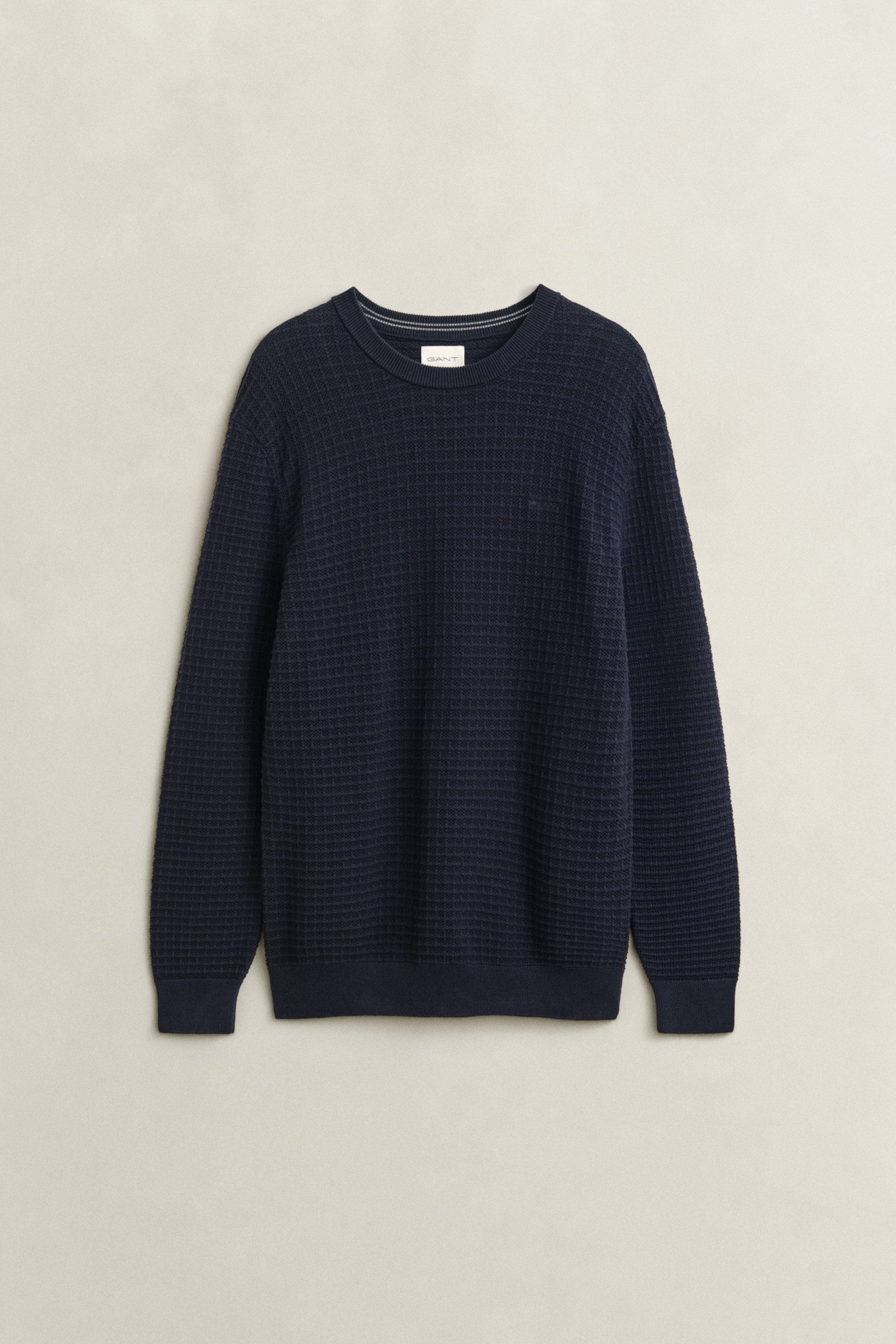 Gant Rundhalspullover COTTON TEXTURE C-NECK Regular fit mit Rundhalsausschnitt