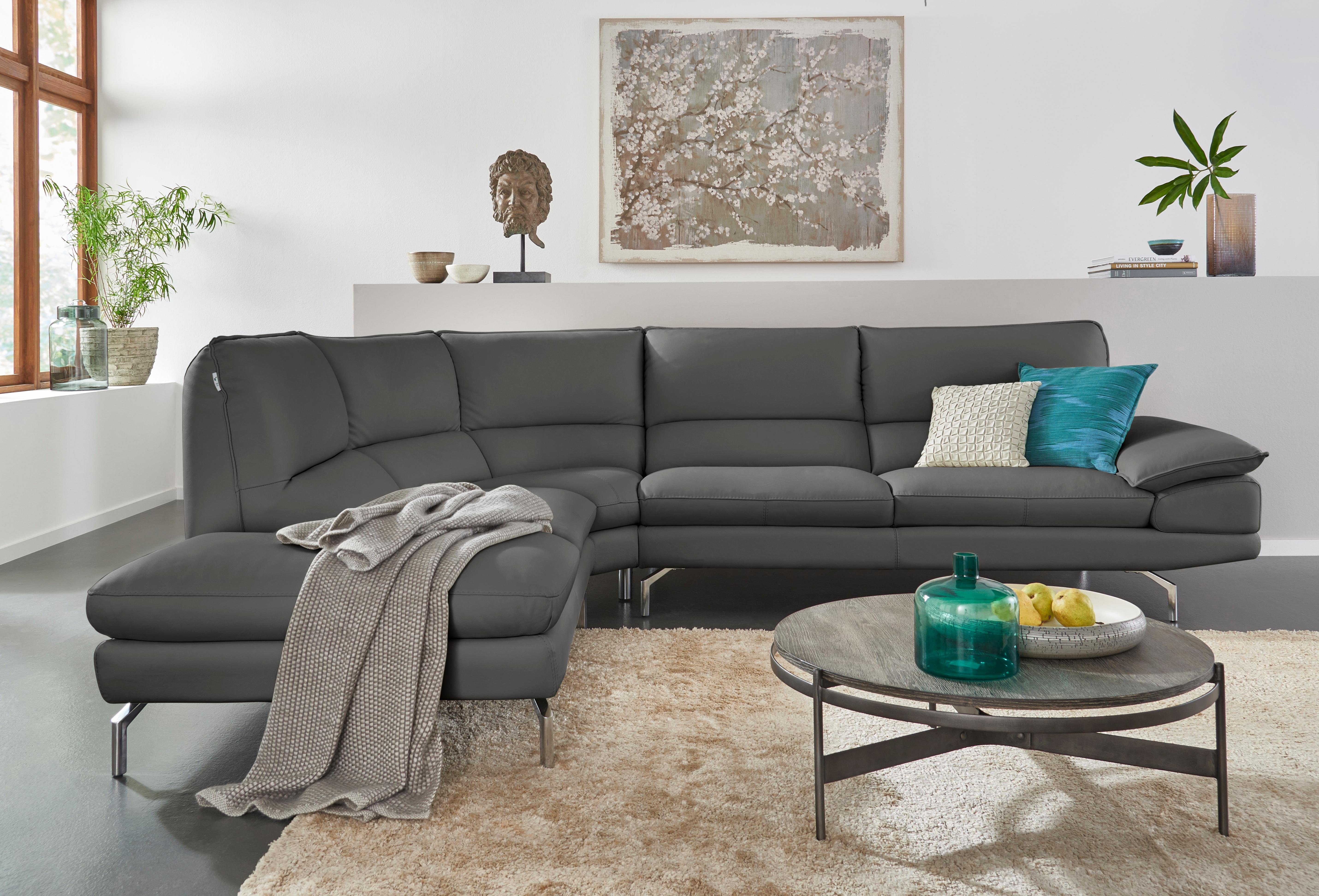 CALIA ITALIA Ecksofa Dave, italienisches Designsofa L-Form, erstklassiger Sitzkomfort, Ottomane wahlweise links oder rechts, in zwei tollen Lederqualitäten