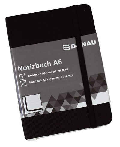 DONAU Handkehrmaschine Notizbuch - A6, kariert, 192 Seiten, schwarz