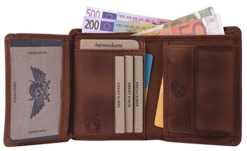 SHG Geldbörse Herren Leder Börse Portemonnaie, Brieftasche Lederbörse mit Münzfach RFID Schutz Männerbörse Büffelleder mit Kette