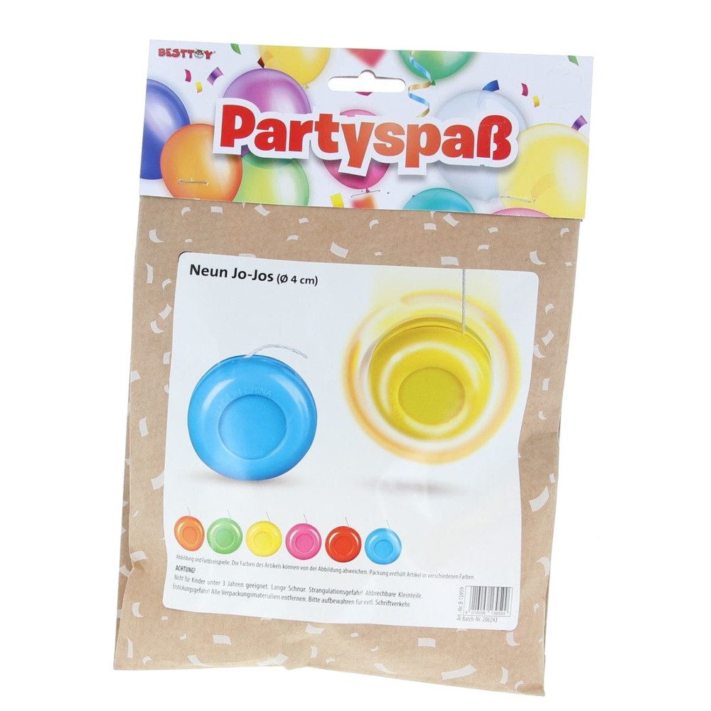 Besttoy Aufblasbares Partyzubehör Besttoy Partyspaß - 9 Jo-Jos - ca. 4 cm