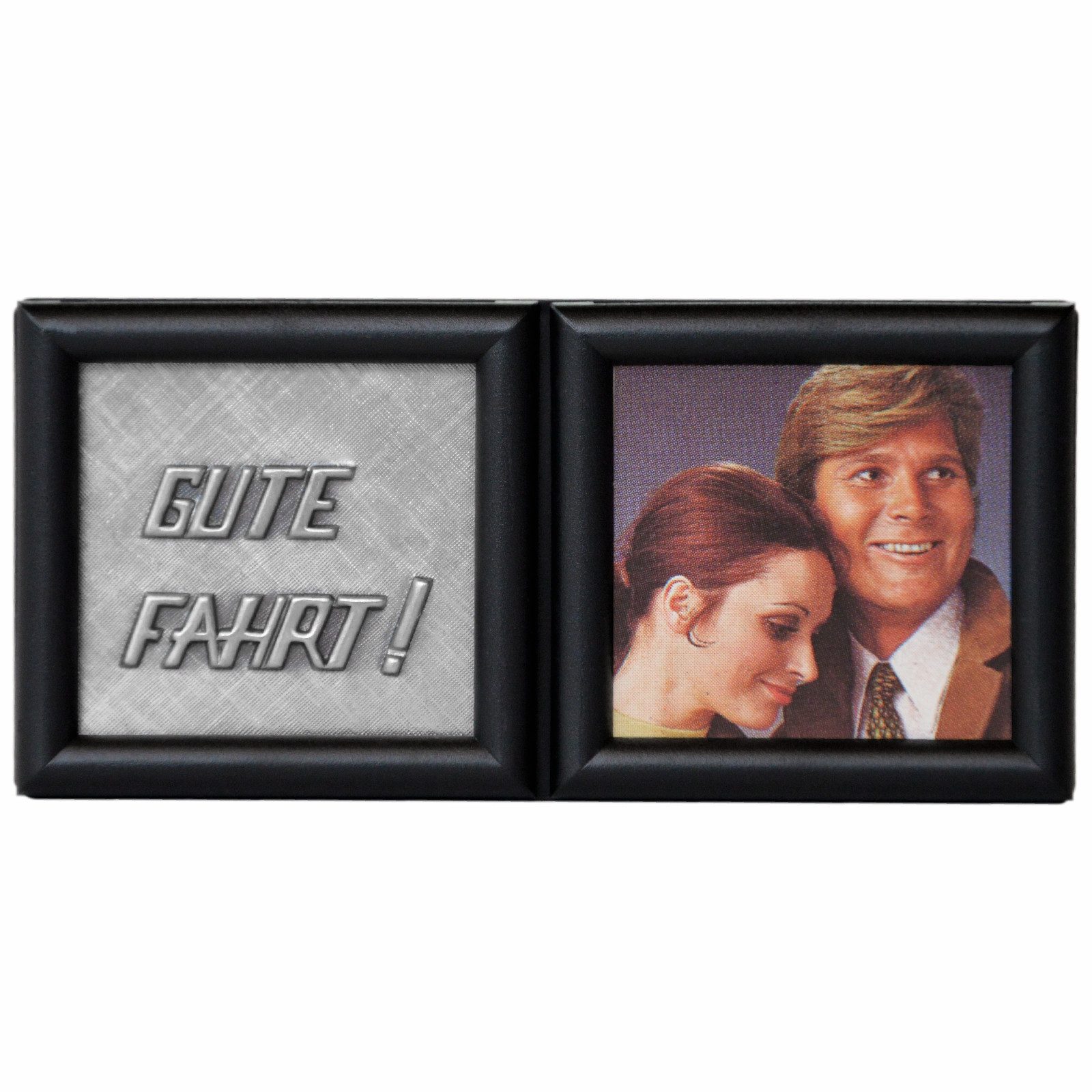 HR Autocomfort Bilderrahmen Auto Fotorahmen GUTE FAHRT Relief Metall Plakette 3D selbstklebend
