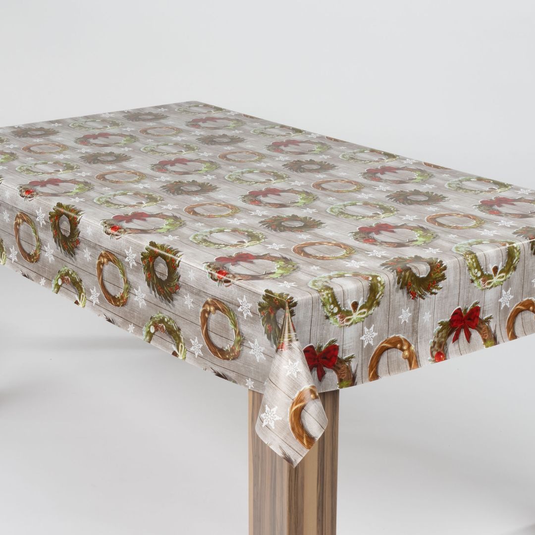 laro Tischdecke laro Wachstuch-Tischdecke Wachstischdecke Weihnachten Kranz günstig online kaufen