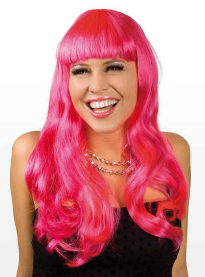 Boland Kostüm-Perücke Lange Haare pink