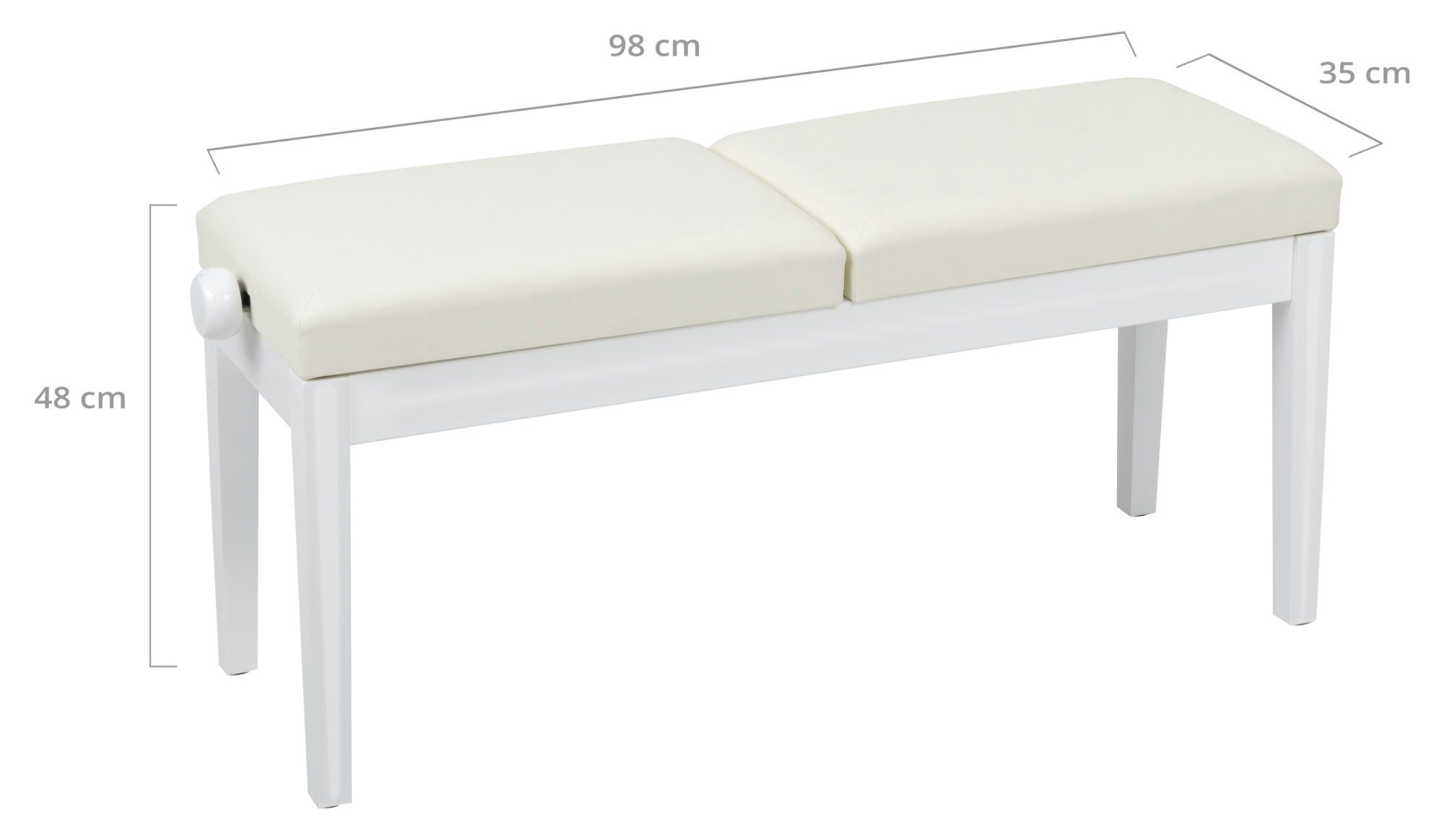 Classic Cantabile Klavierbank Doppelsitzer Pianobank für zwei Personen (Hochwertiger Klavierhocker, 1-St., Sitzflächen: je 48 x 34 cm), Höhe unabhängig voneinander verstellbar 48 - 58 cm