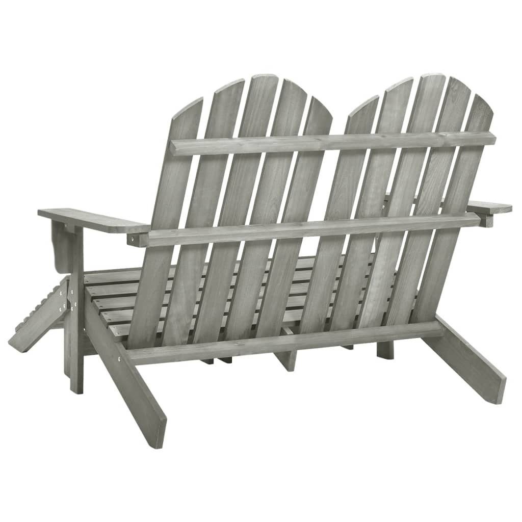 furnicato Gartenstuhl 2-Sitzer Grau mit Fußstütze Adirondack-Gartenbank Tannenholz