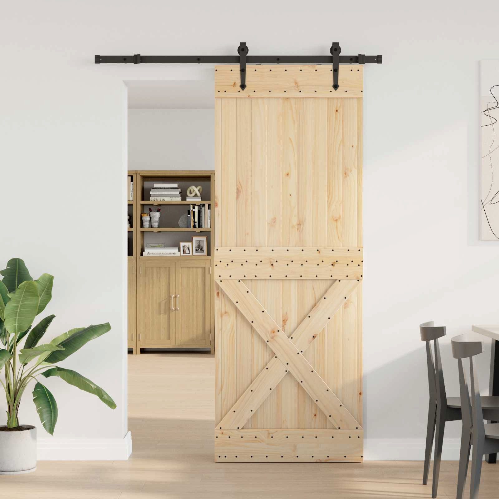 vidaXL Schiebetür Schiebetür NARVIK Natürlich und Schwarz 85 x 210 cm (152,5 cm) (1-St)