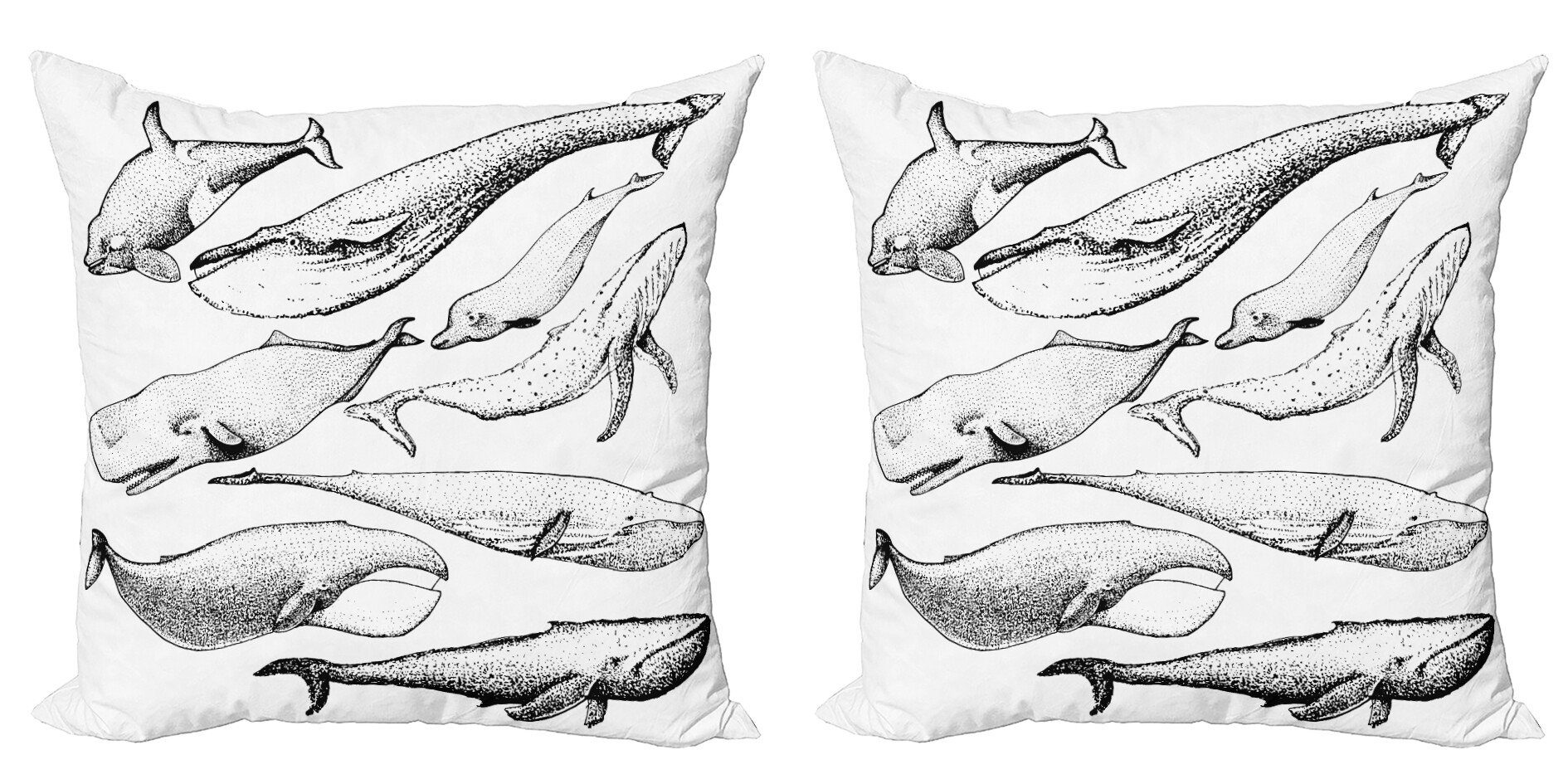 Kissenbezüge Modern Accent Doppelseitiger Digitaldruck, Abakuhaus (2 Stück), Tier Hand Drawn Einzel-Wal