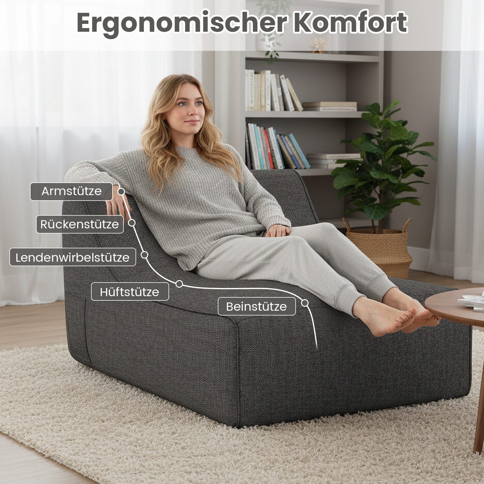 COSTWAY Luftsofa, Aufblasbarer Luftbett, Lazy Sofa, 126 x 106 x 66 cm