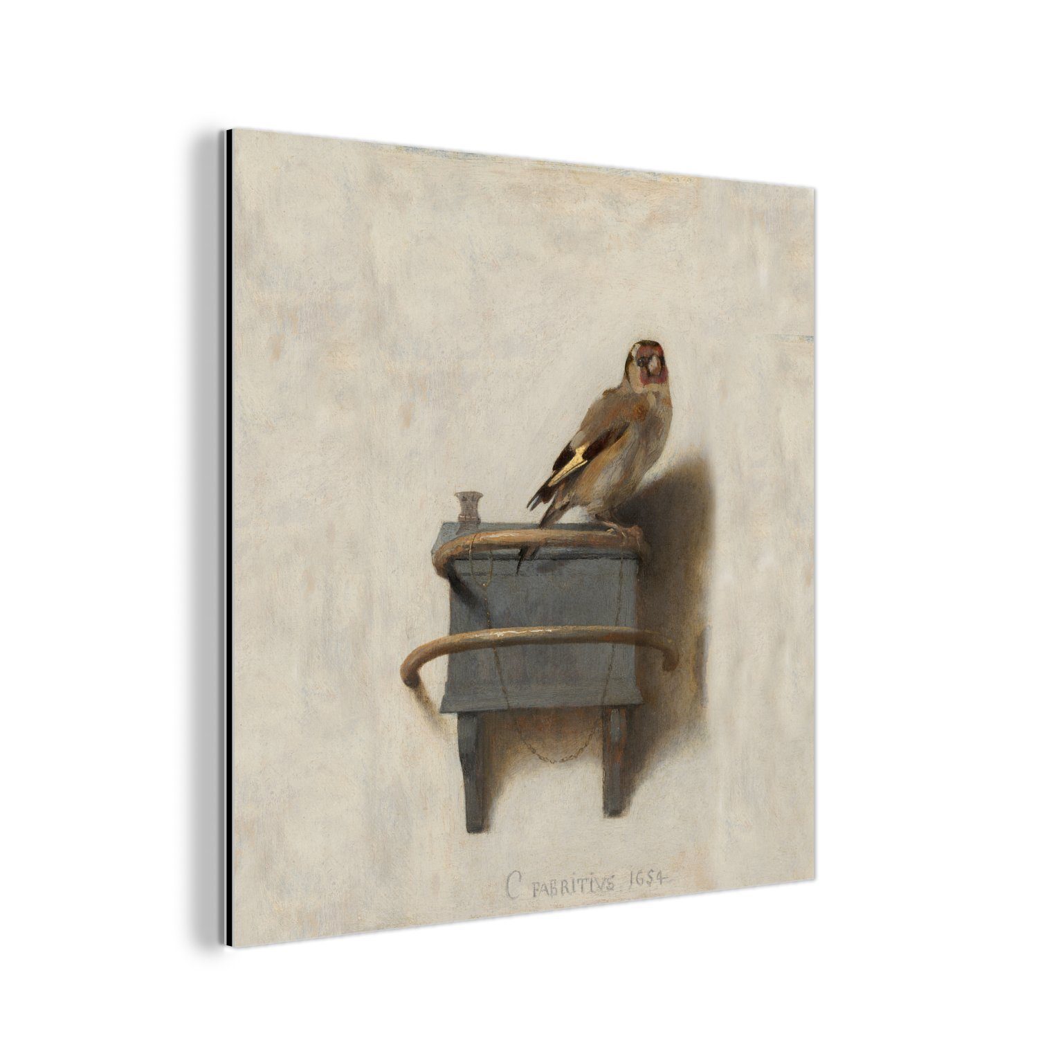 MuchoWow Metallbild Stieglitz - Alter Meister - Carel Fabritius, (1 St), Alu-Dibond-Druck, Gemälde aus Metall, Aluminium deko