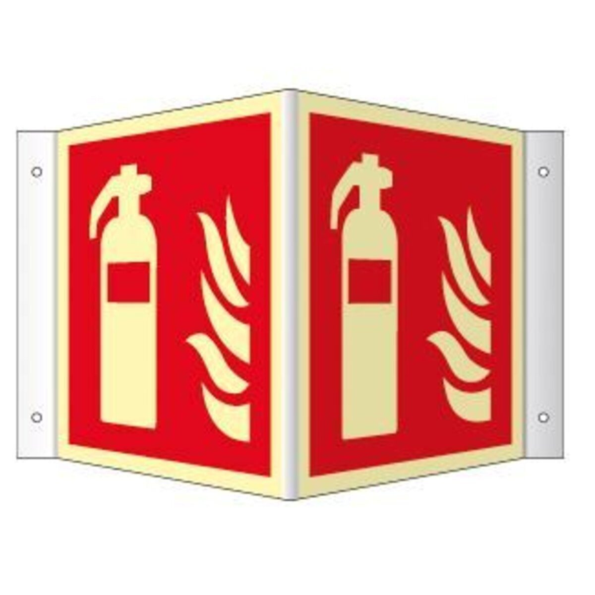 MOEDEL Hinweisschild Winkelschild Feuerlöscher ISO 7010 Kunststoff langnachleuchtend 14 8 x