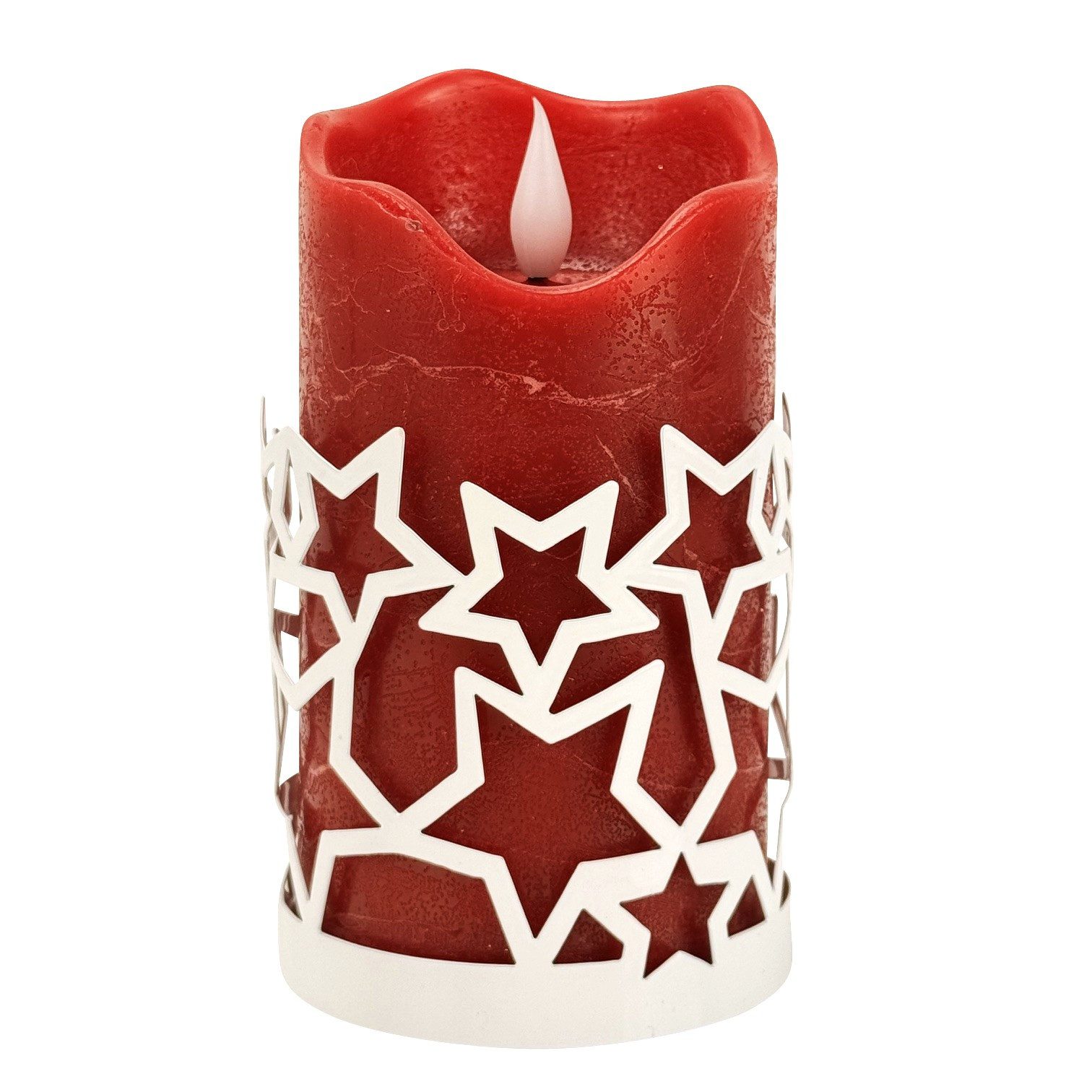 Online-Fuchs Kerzenständer - 4 Kerzenhalter Sterne für Stumpenkerzen - Weihnachtsdekoration (Weiß oder Rot, für Kerzen bis 7,5 cm Durchmesser), filigranes Sternendesign für eine stimmungsvolle Beleuchtung
