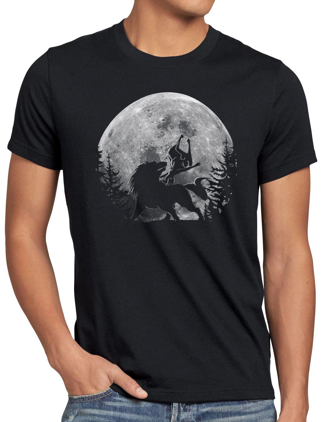 style3 Print-Shirt Herren T-Shirt Wolf Link Midna Mond twilight princess