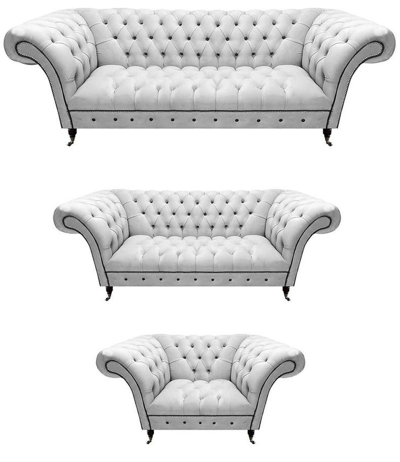 Xlmoebel Chesterfield-Sofa Weiße Sofagarnitur im modernen Chesterfield-Design, Sofagarnitur, Hergestellt in Europa