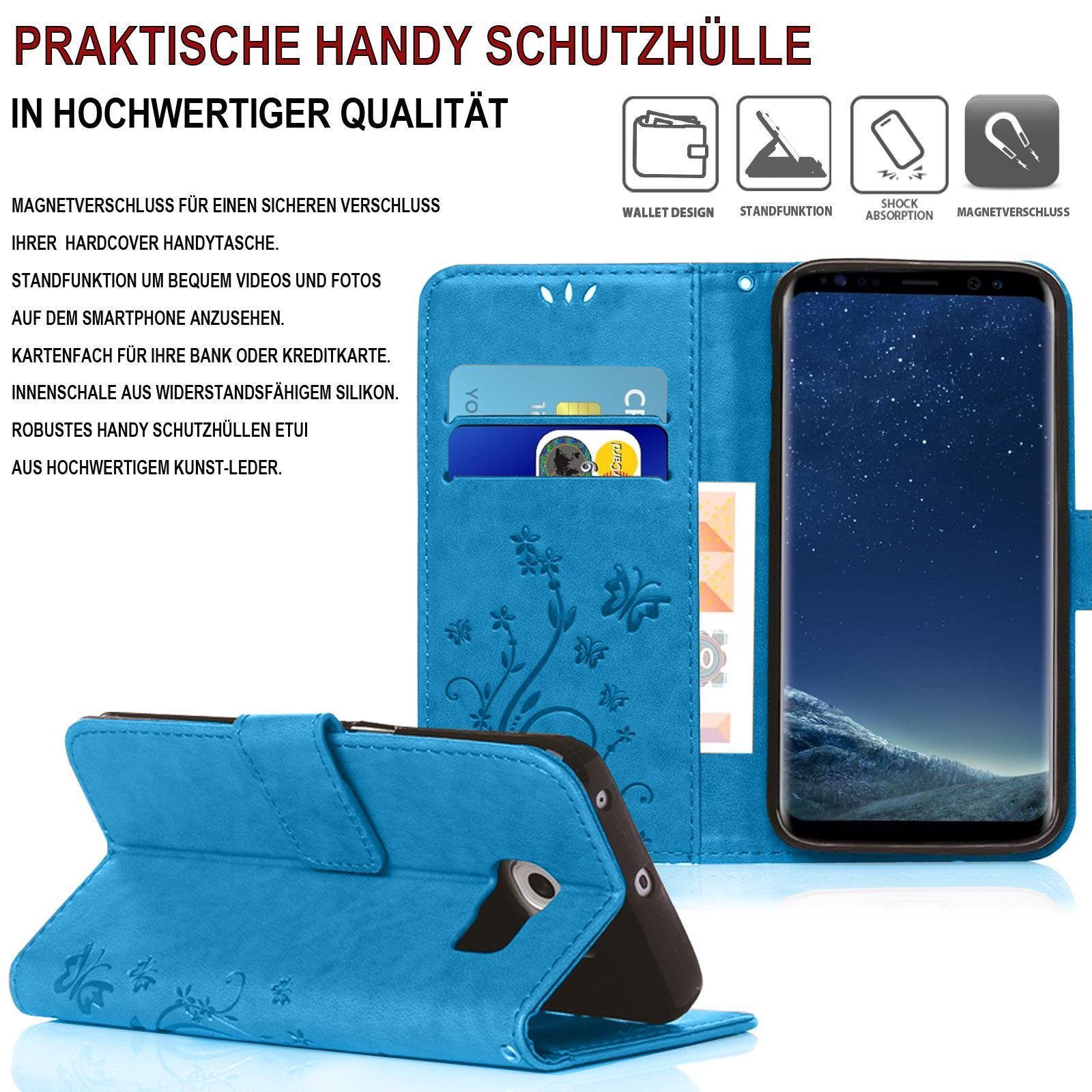Numerva Handyhülle Bookstyle Flower für Samsung Galaxy S5 / S5 Neo, Handy Tasche Schutzhülle Klapphülle Flip Cover mit Blumenmuster