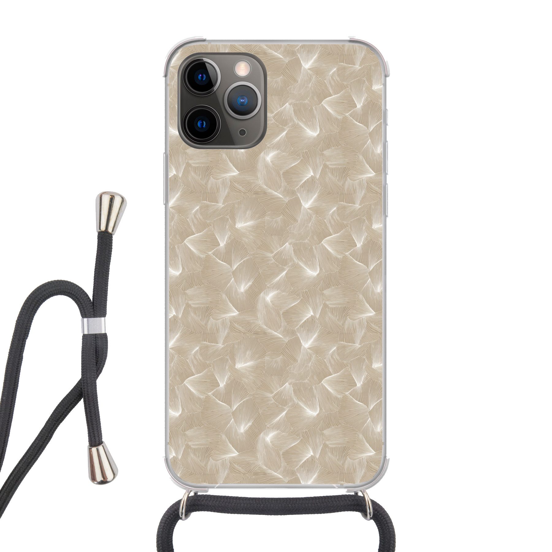 MuchoWow Handyhülle für Apple iPhone 13 Pro Organisch - Textur - Beige, Tragbare Handyhüllen mit Kette zum umhängen, Handykette Handyband