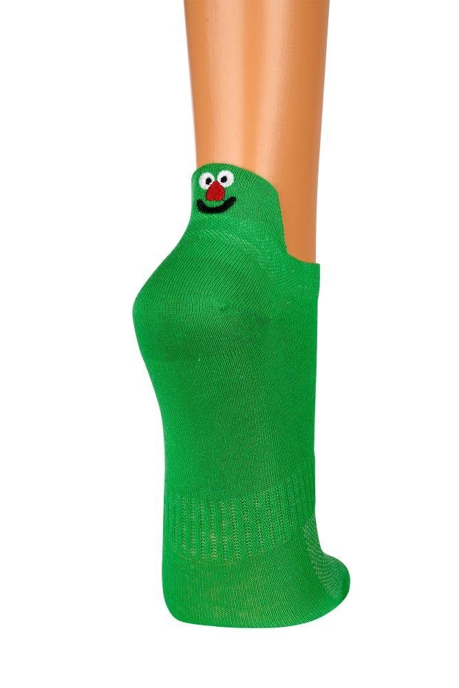 FussFreunde Sneakersocken 3 Paar Unisex Sneakers Socken mit Smiley Fersen-Stick Damen & Herren (3 Paar) mit Spezial-Piqué-Netzstrick