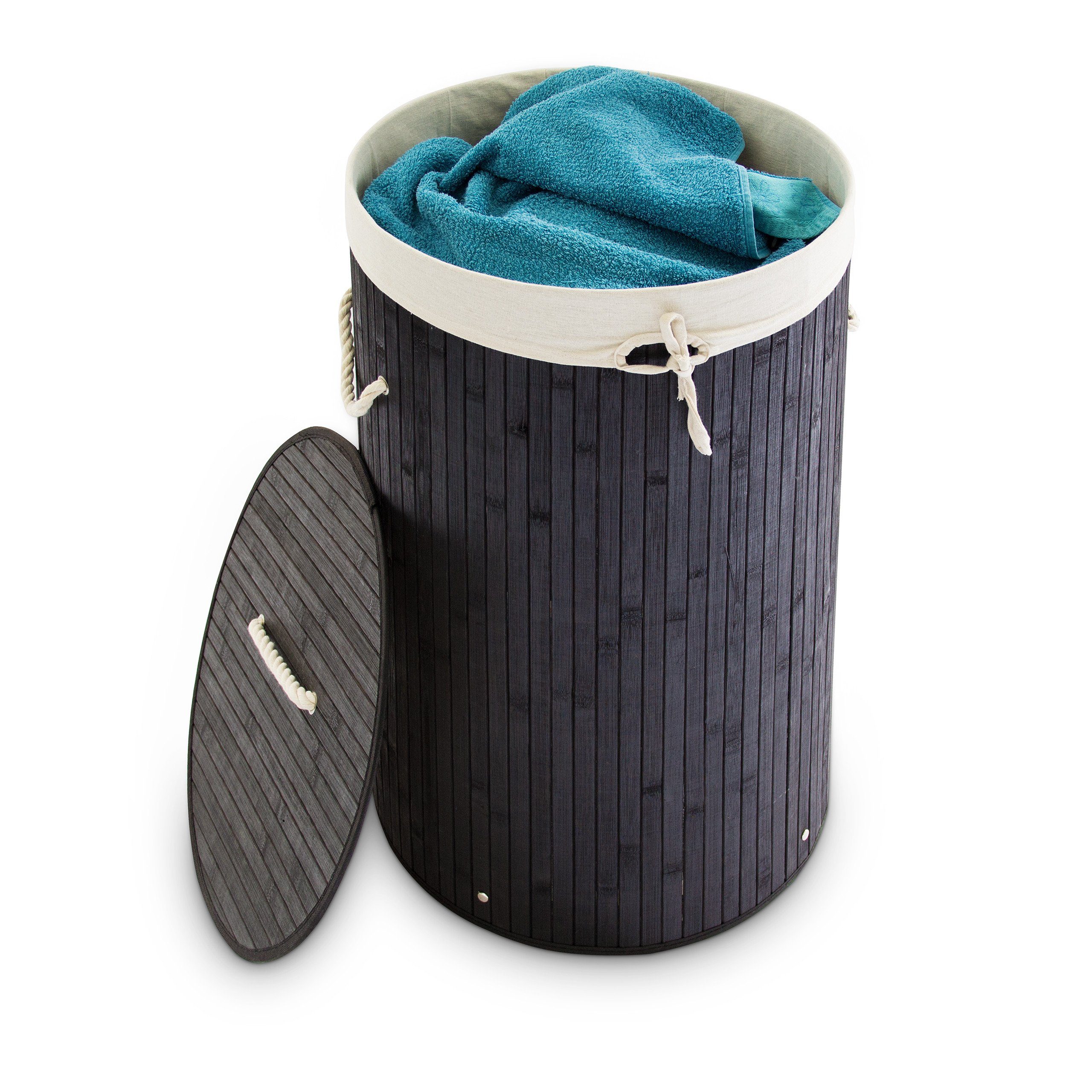 relaxdays Wäschekorb »Wäschekorb Bambus rund«, Schwarz online kaufen | OTTO