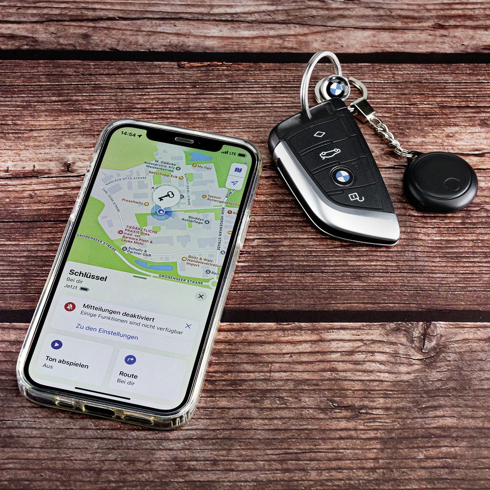 Albrecht Schlüsselanhänger Albrecht Smart Tracker ST-100 Bluetooth-Tracker Alcantara-Schwarz