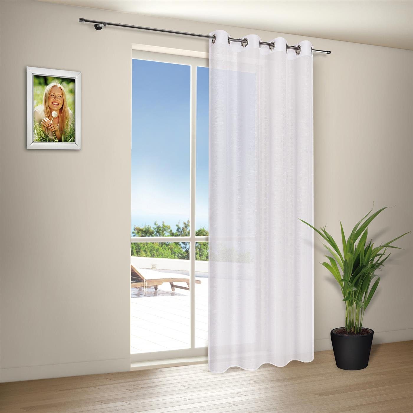 Hiseng 3D Traumfänger Voile Vorhänge 2er Set - Halbtransparente Gardinen Mit Ösen - Grün 55x95cm Für Wohnzimmer & Schlafzimmer