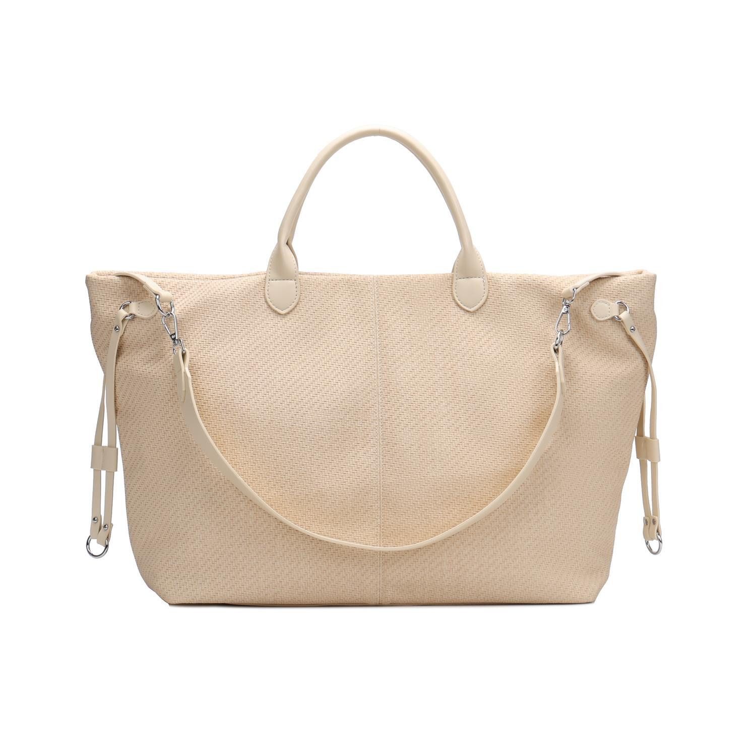 ITALYSHOP24 Shopper DAMEN XXL TASCHE Tote Bag Geflecht Beuteltasche Weekender Reisetasche, FLECHTOPTIK Workbag Businesstasche Schultertasche Henkeltasche Strand