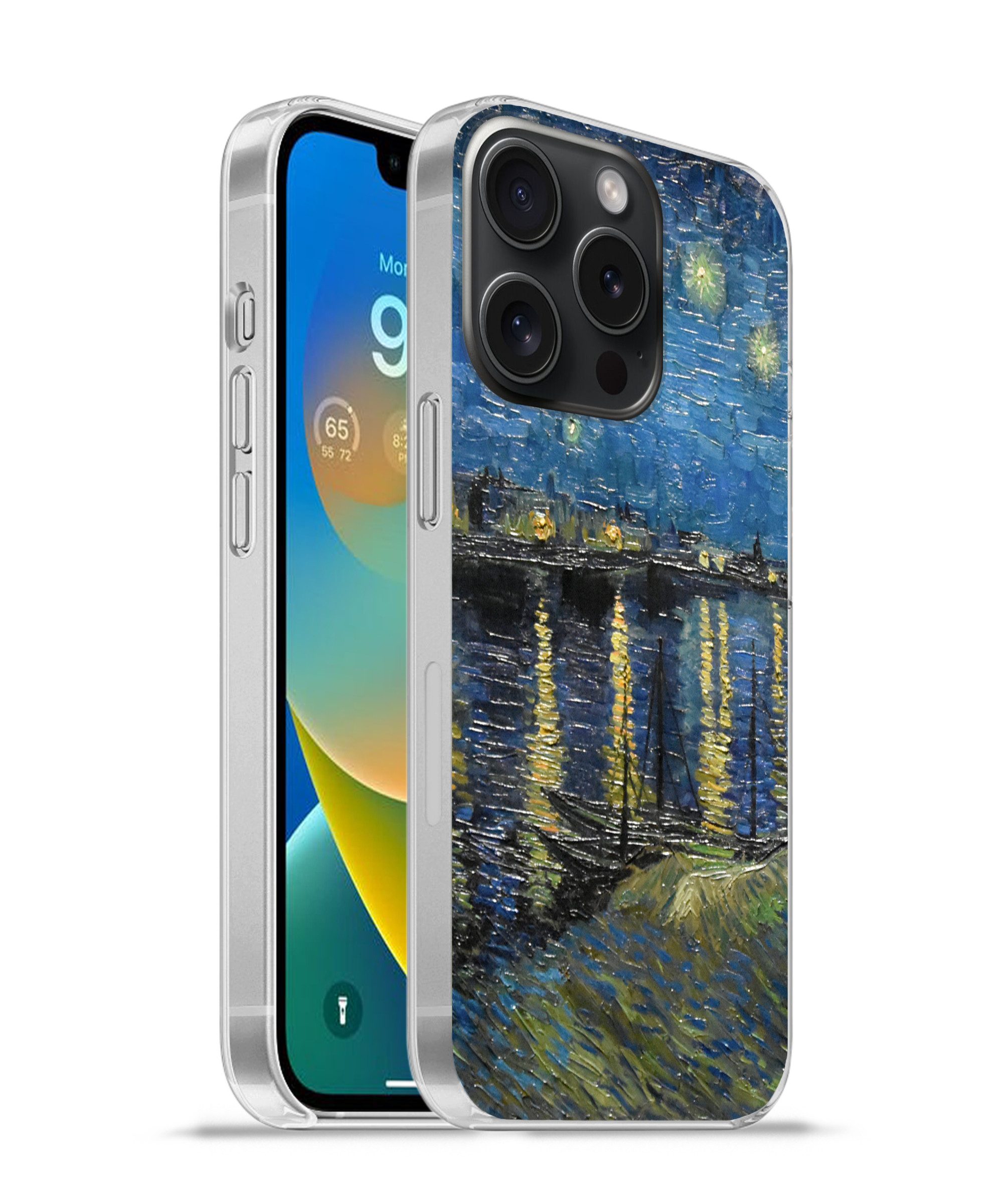 MuchoWow Handyhülle für Apple iPhone 15 Pro Sternennacht über der Rhone - Van Gogh - Kunst, Smartphone-Bumper, Print, Handy Schutzhülle Dünn