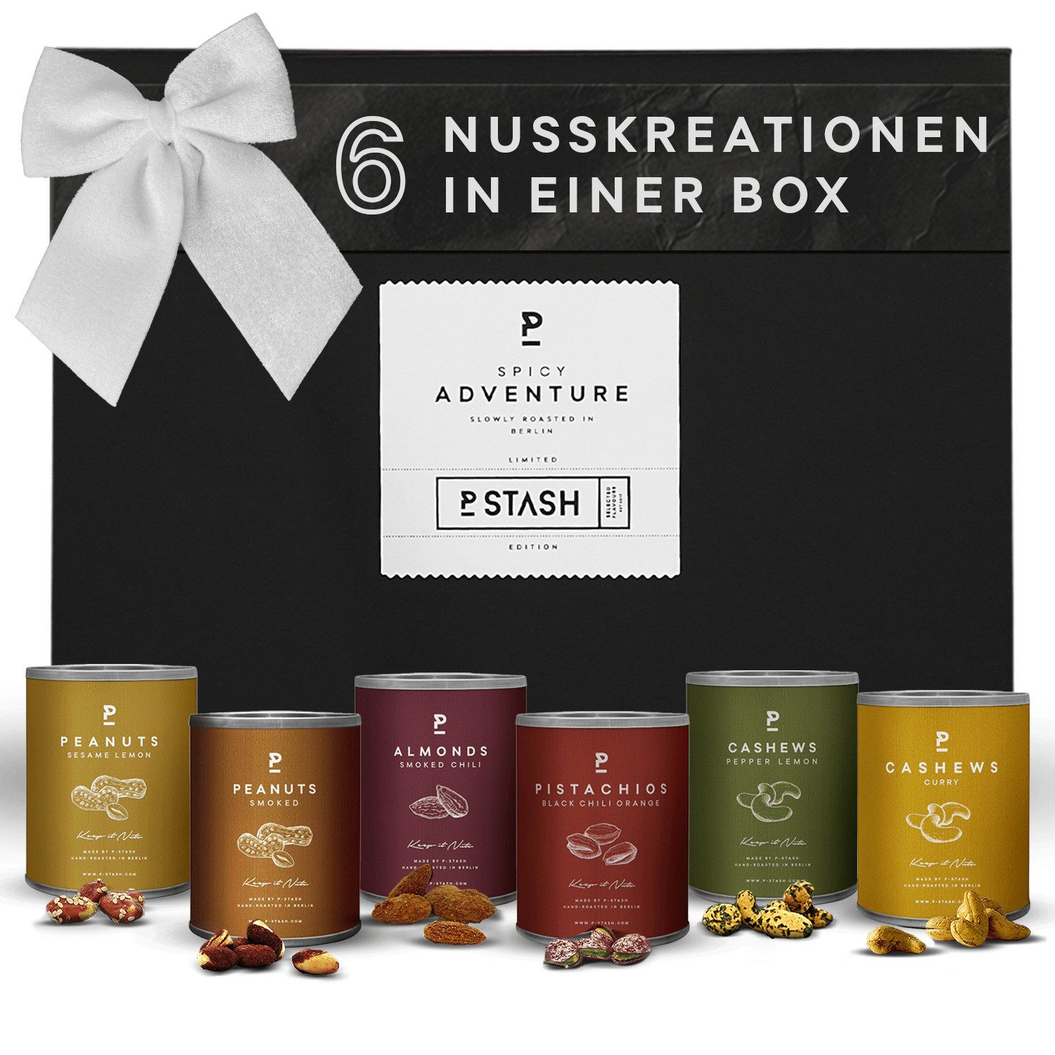P-Stash Nüsse Black Box Nussmischung - 6er Box Nüsse Mix