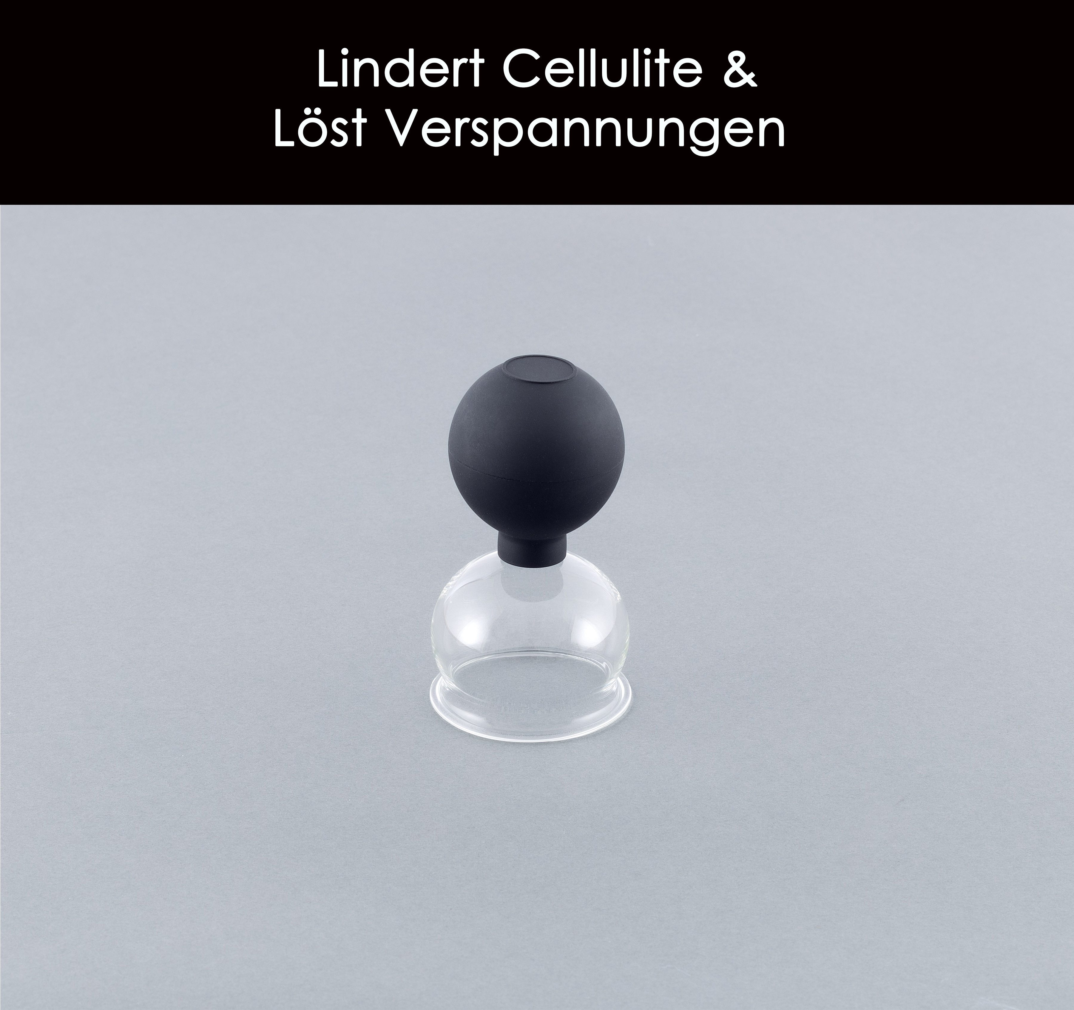 HomeBee Massagerolle Schröpfgläser Set aus Echtglas mit Saugball (Set aus Echtglas mit Saugball, 5-tlg., 5er Set), Optimal gegen Verspannungen