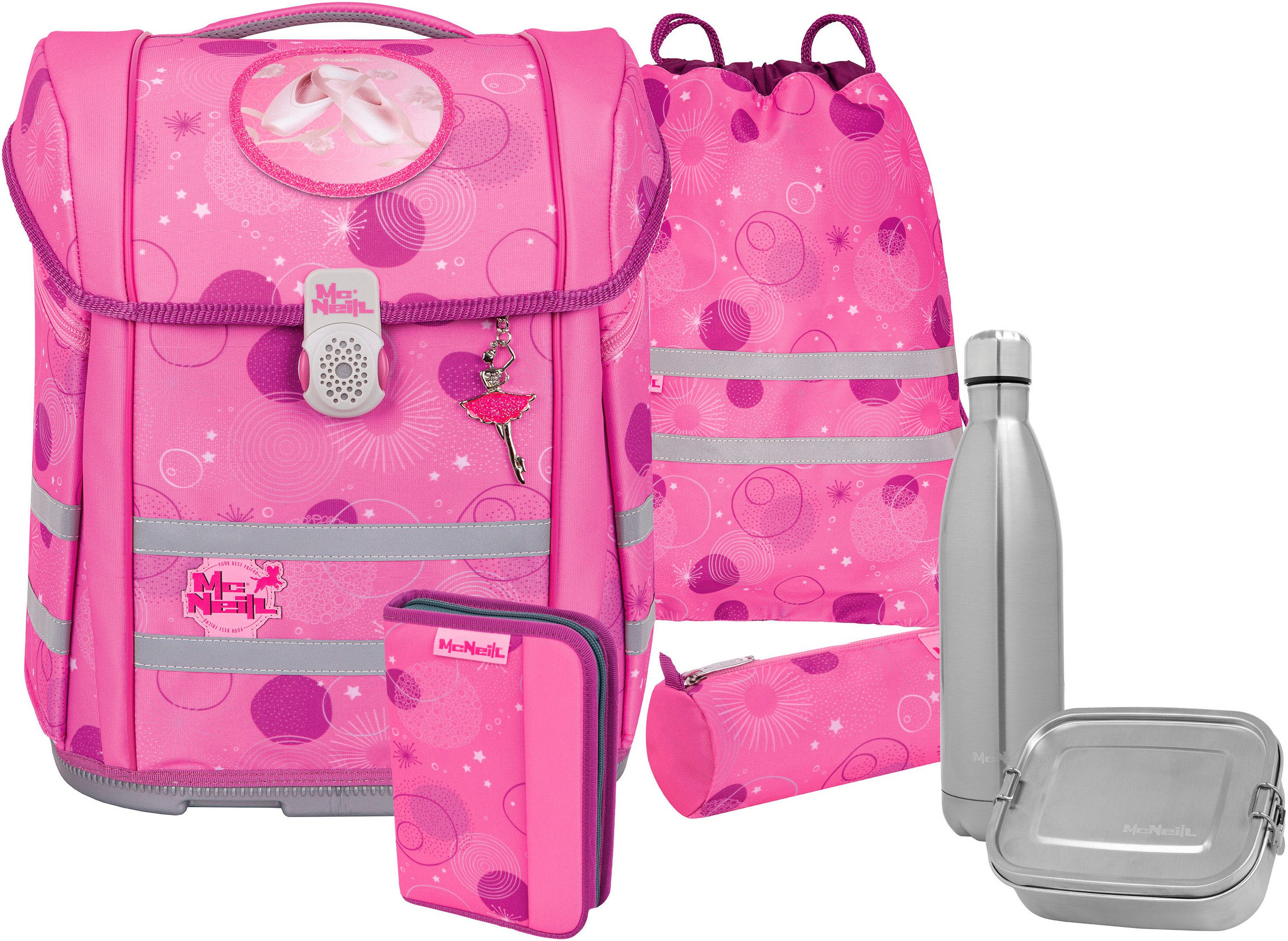 McNeill Ранцы Perfecto, Pinky (Set, 5-tlg), inkl. Federmäppchen, Turnbeutel, Schlamperrolle & Motivmagnet