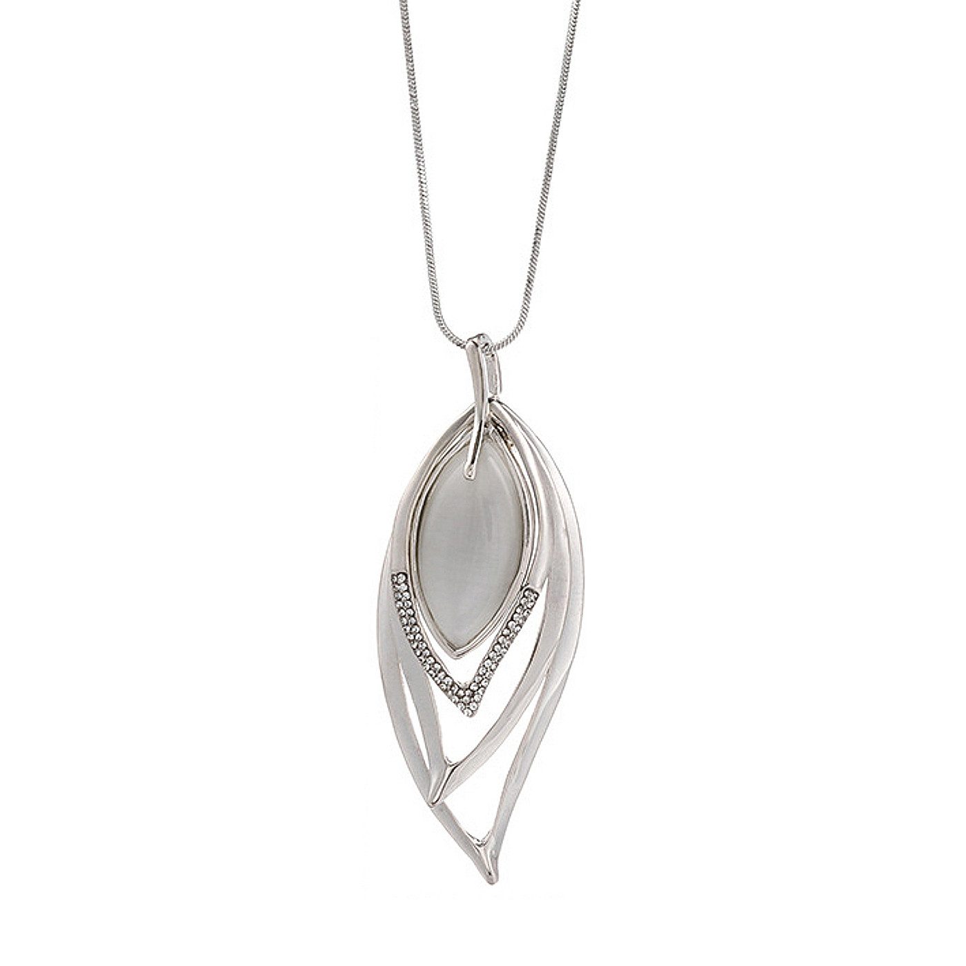 KARMA Lange Kette Damen Pulloverkette Silber 75 cm Damenkette (Karabinerverschluss, 1-tlg., modern Geschenk für Frauen), Halskette Damenhalskette