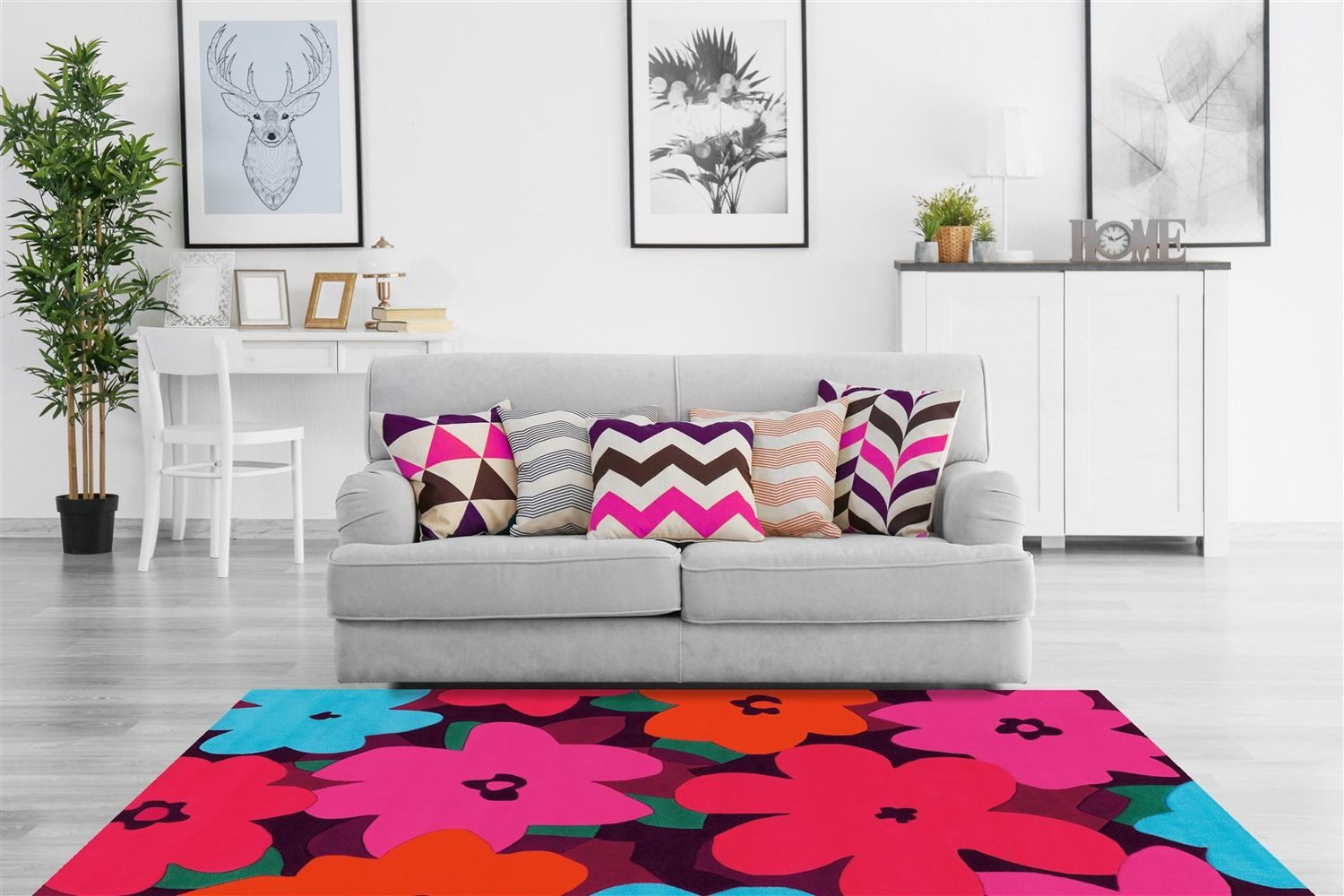 Teppich Boss Teppich Kurzflor Teppich Samuel 4135 - Multi / Pink, rechteckig, Höhe: 11 mm