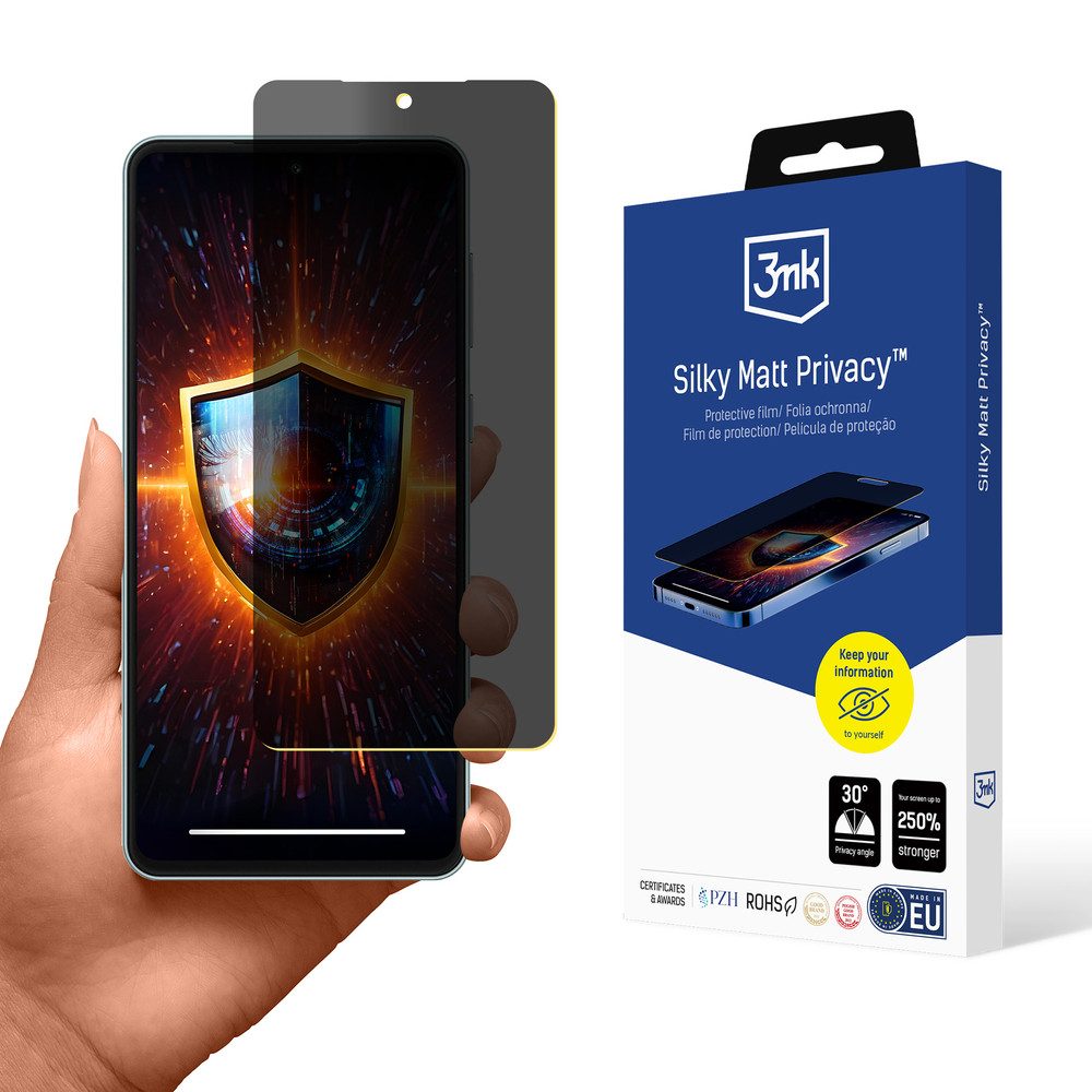 3MK Displayschutzfolie Sichtschutzfolie Blickschutzfolie für Samsung Galaxy M55, Spar-Set, 1 Stück, Privacy-Schutz, mattes Finish, kratzfest, Nassmontage