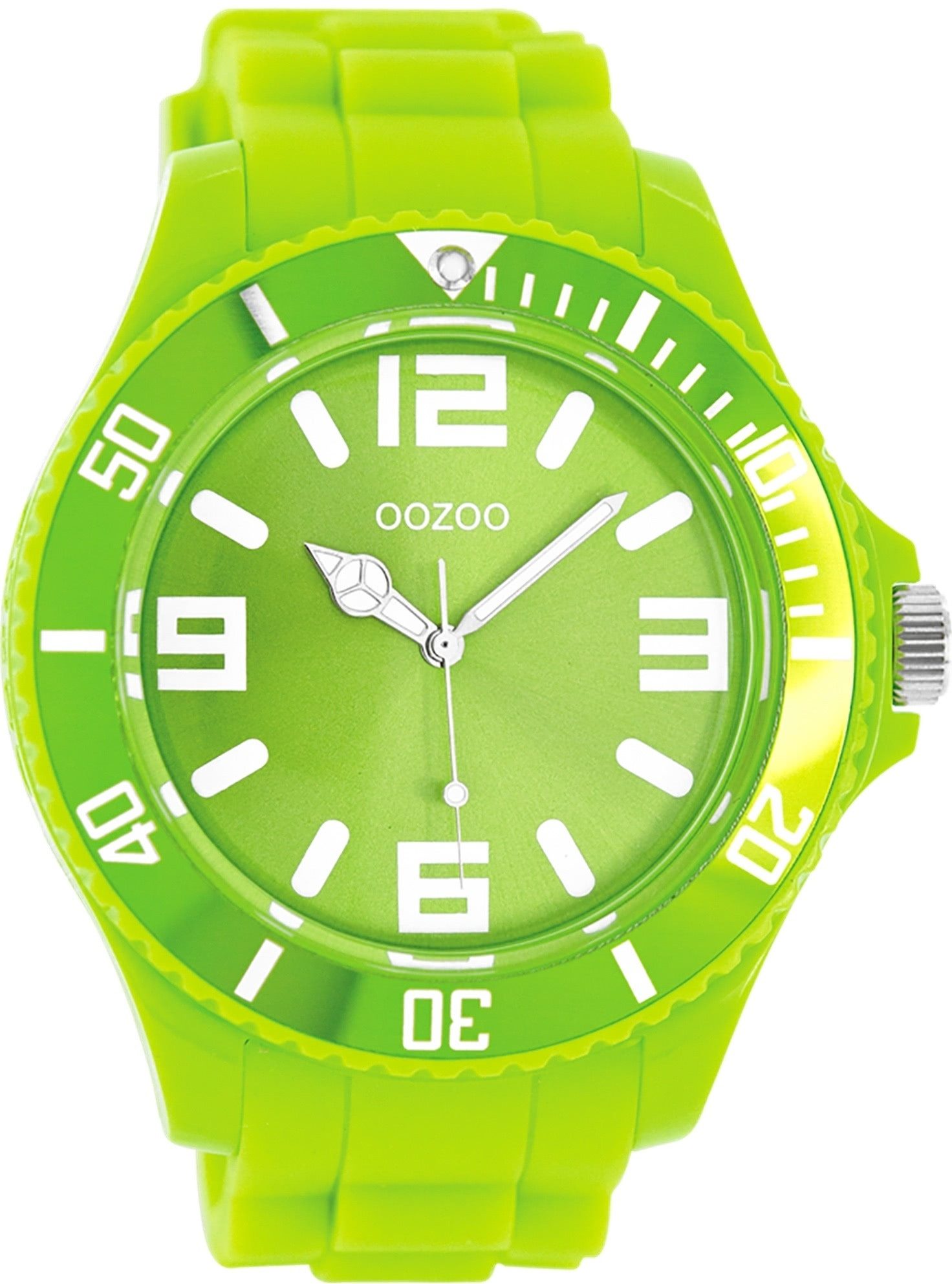 OOZOO Quarzuhr Oozoo Unisex Armbanduhr Vintage Series, (Analoguhr), Damen, Herrenuhr rund, extra groß (ca. 48mm) Silikonarmband grün