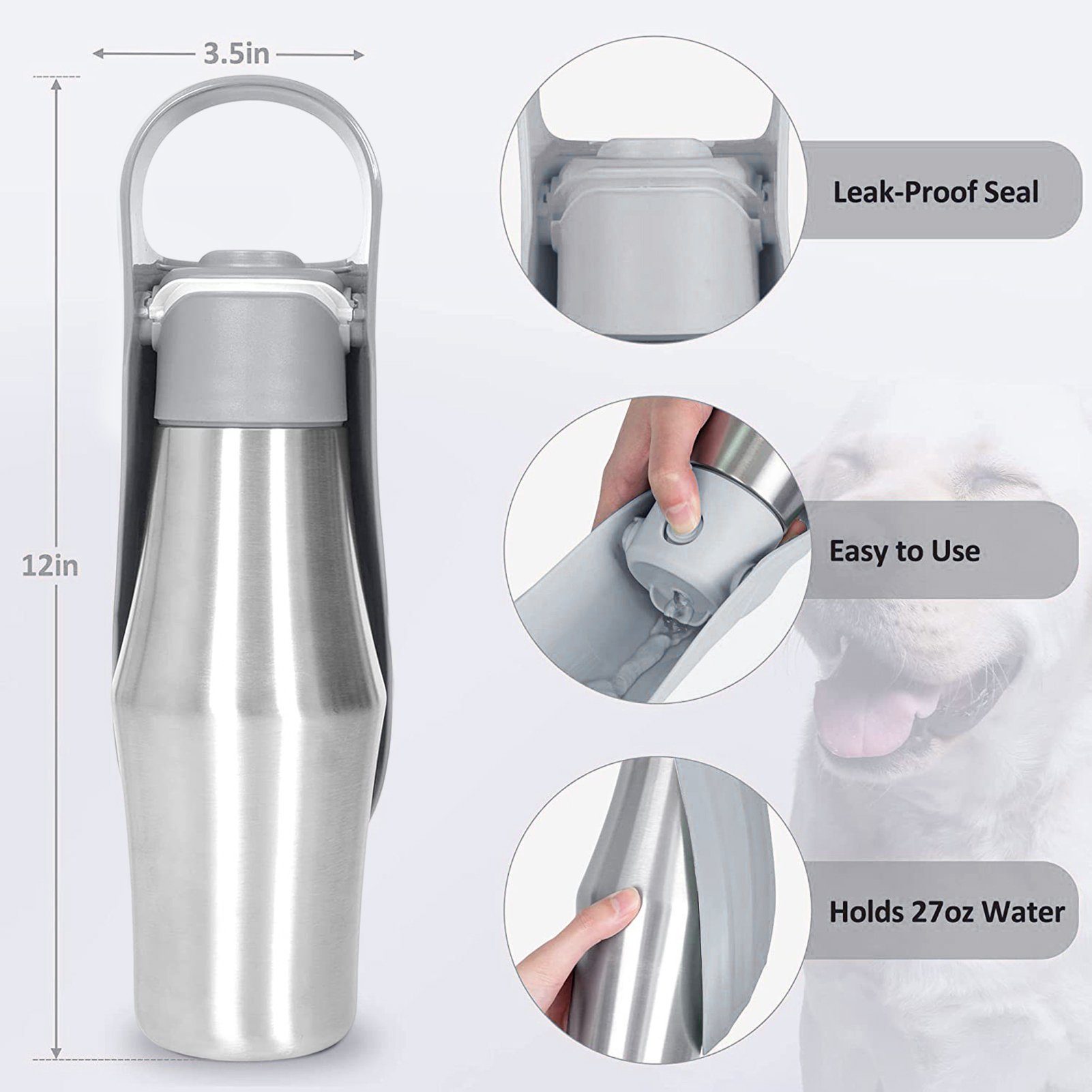 Rutaqian Trinkautomat Tragbare Wasserflasche für Hunde, Pet Drinking Cup im  Freien