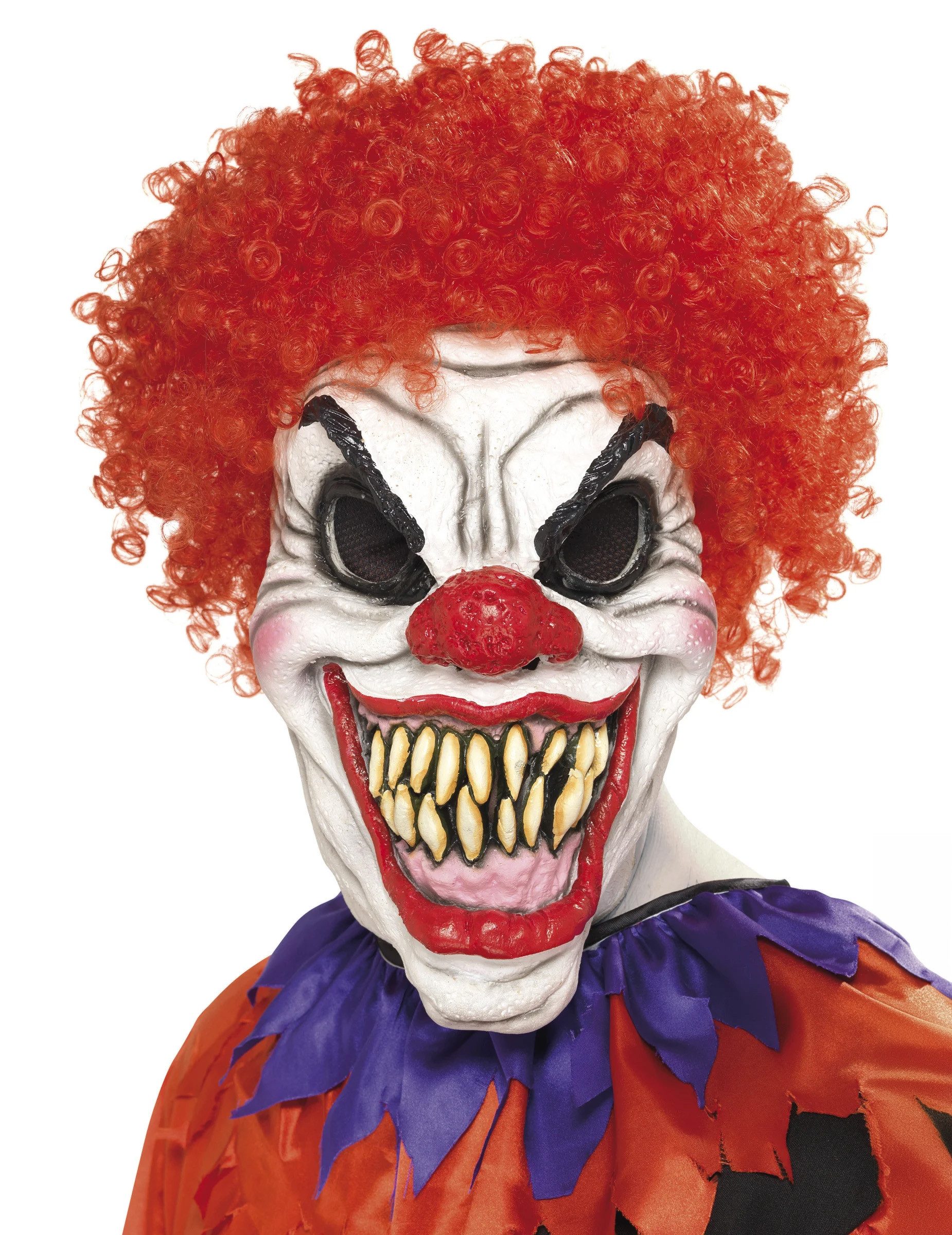 Kostüm Horror-Clown Maske Halloween schwarz-rot-weiss