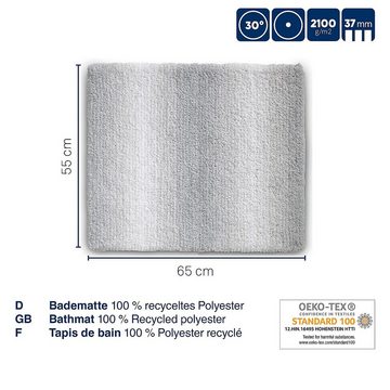 Badematte Ombre kela, Höhe 37 mm, 100% Polyester, rutschhemmend, bei 30°C waschbar, für Fußbodenheizung geeignet