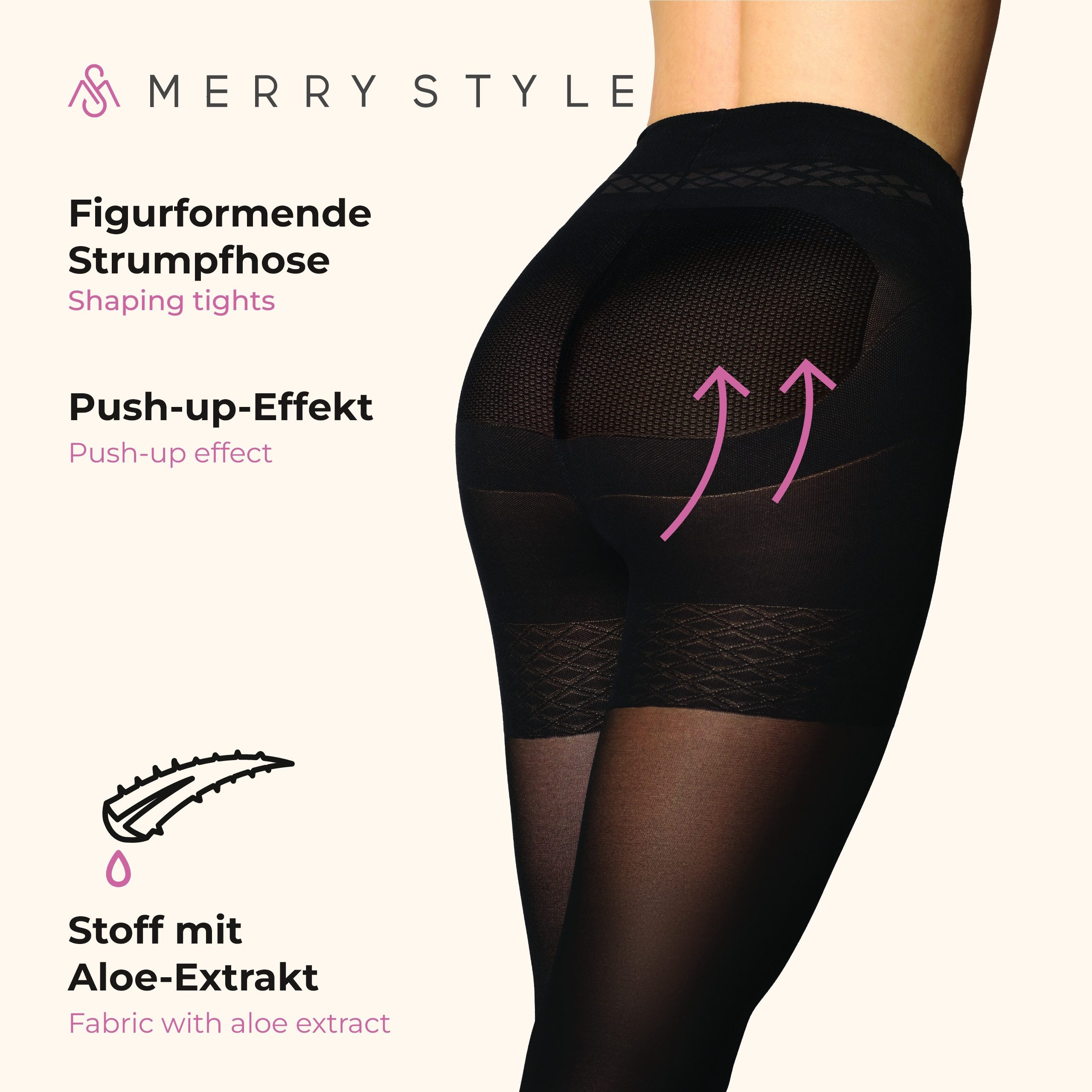 Merry Style Strumpfhose Damen figurformende Strumpfhose MS 128 40 DEN 40 DEN (1 St) elastischer Bund