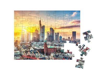 puzzleYOU Puzzle Frankfurt am Main im Sonnenuntergang, Deutschland, 48 Puzzleteile, puzzleYOU-Kollektionen Frankfurt, Deutsche Städte