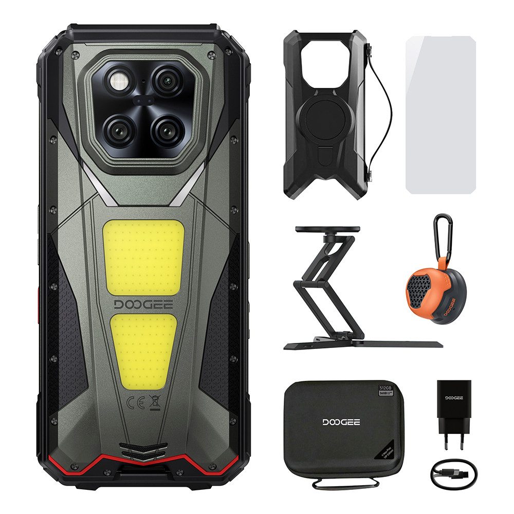 DOOGEE V MAX PLAY 5G Rugged Smartphone mit LED-Projektor & Dual-Camping-Licht Smartphone (6.78 Zoll, 512 GB Speicherplatz, 200 MP Kamera, 20500mAh Akku,16GB RAM, 512GB ROM, 200MP+32MP, Lautsprecher)