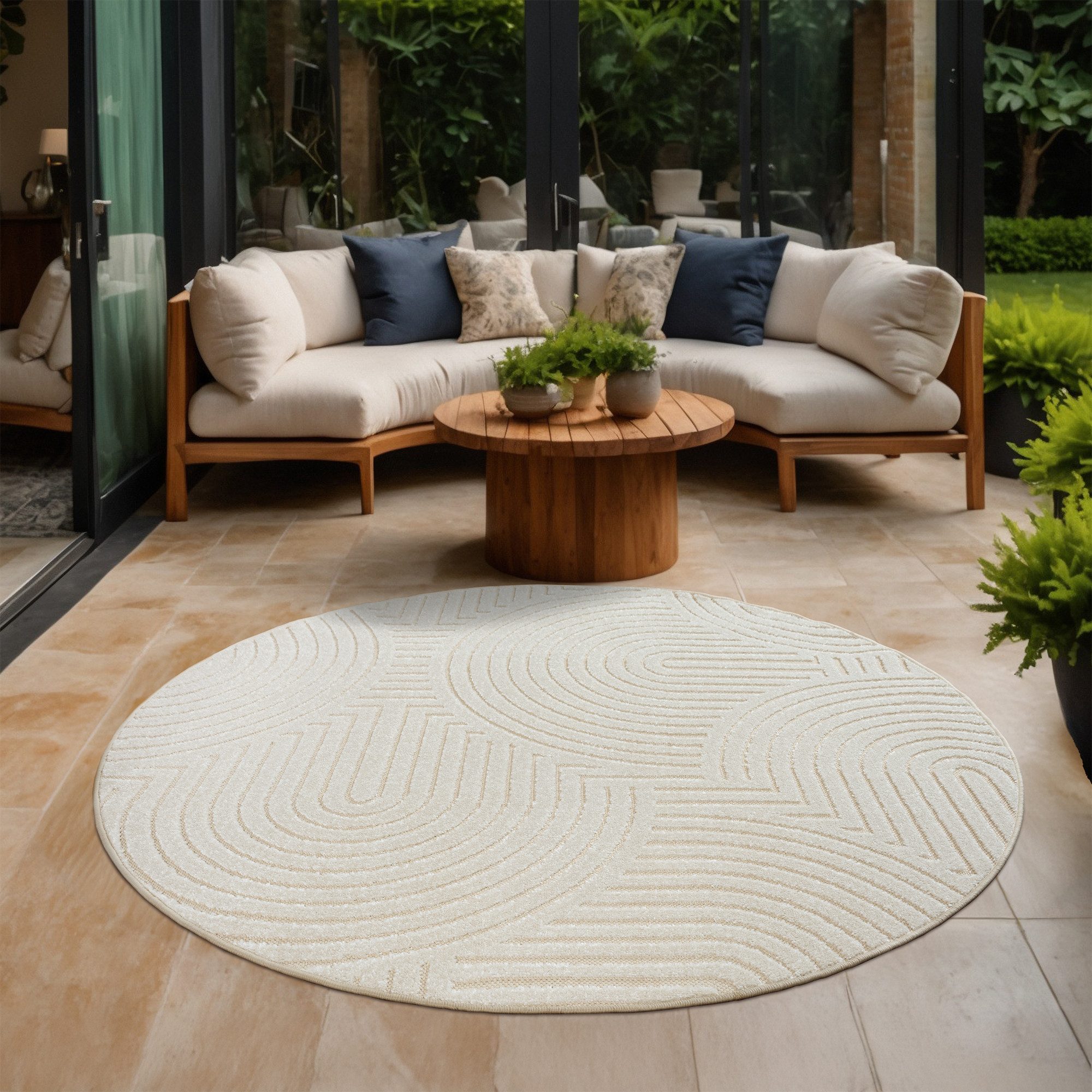 Sanat Teppich Berlin 1, auch als Läufer und in Rund, rund, Höhe: 6 mm, In -und Outdoor geeignet, Außenbereich, Terrasse, Balkon, auch Läufer