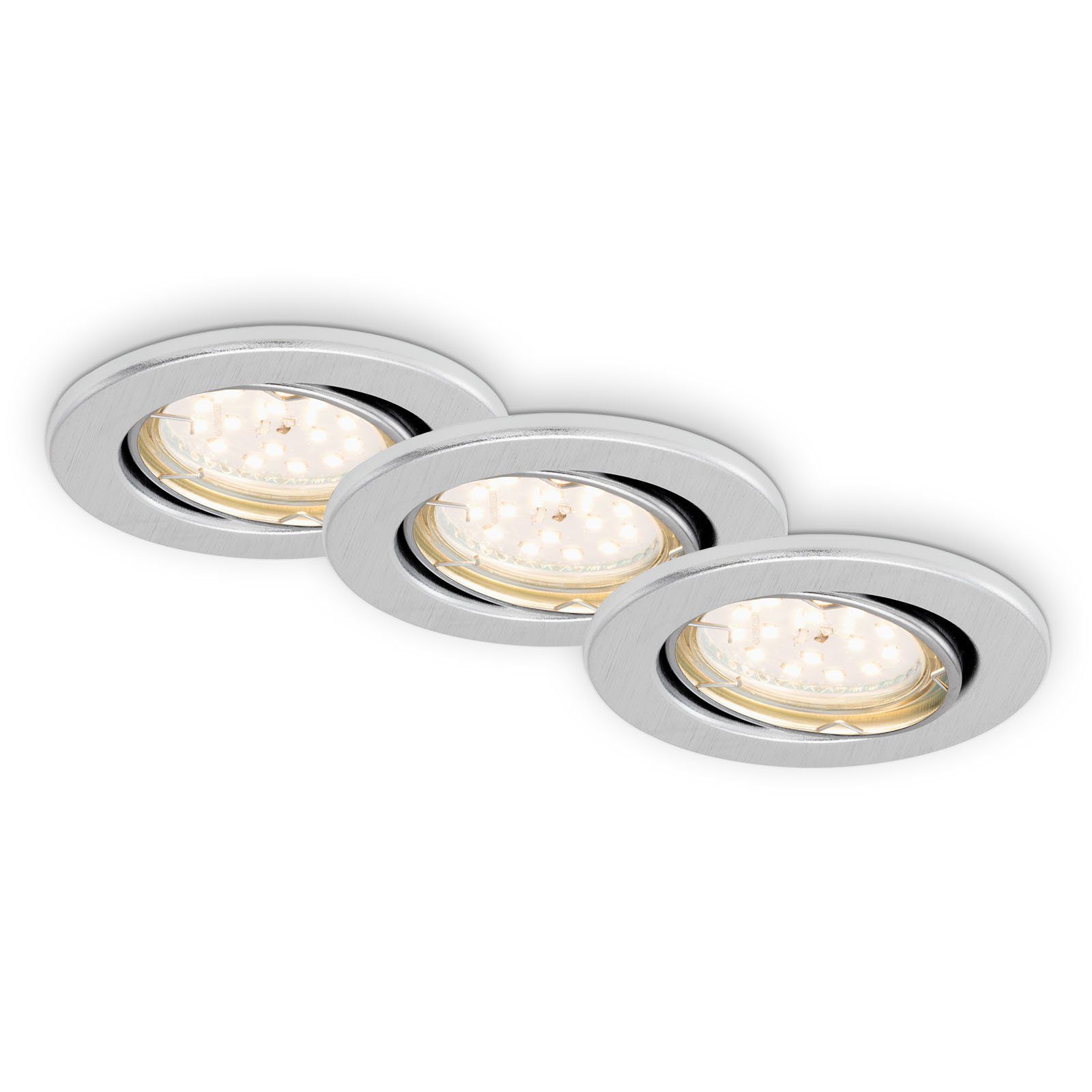 Briloner Leuchten LED wechselbar, Einbauspot Warmweiß, GU10, 7219-039, LED aluminiumfarbig, Einbaustrahler, Einbauleuchte