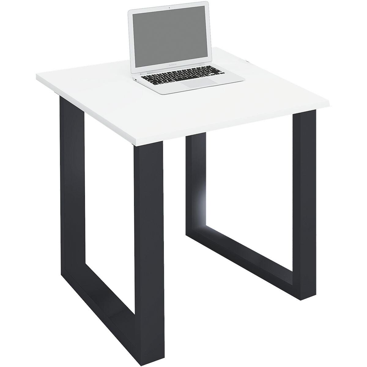 schwarz Lona, Bügel-Fuß weiß/schwarz | VCM quadratisch, Schreibtisch