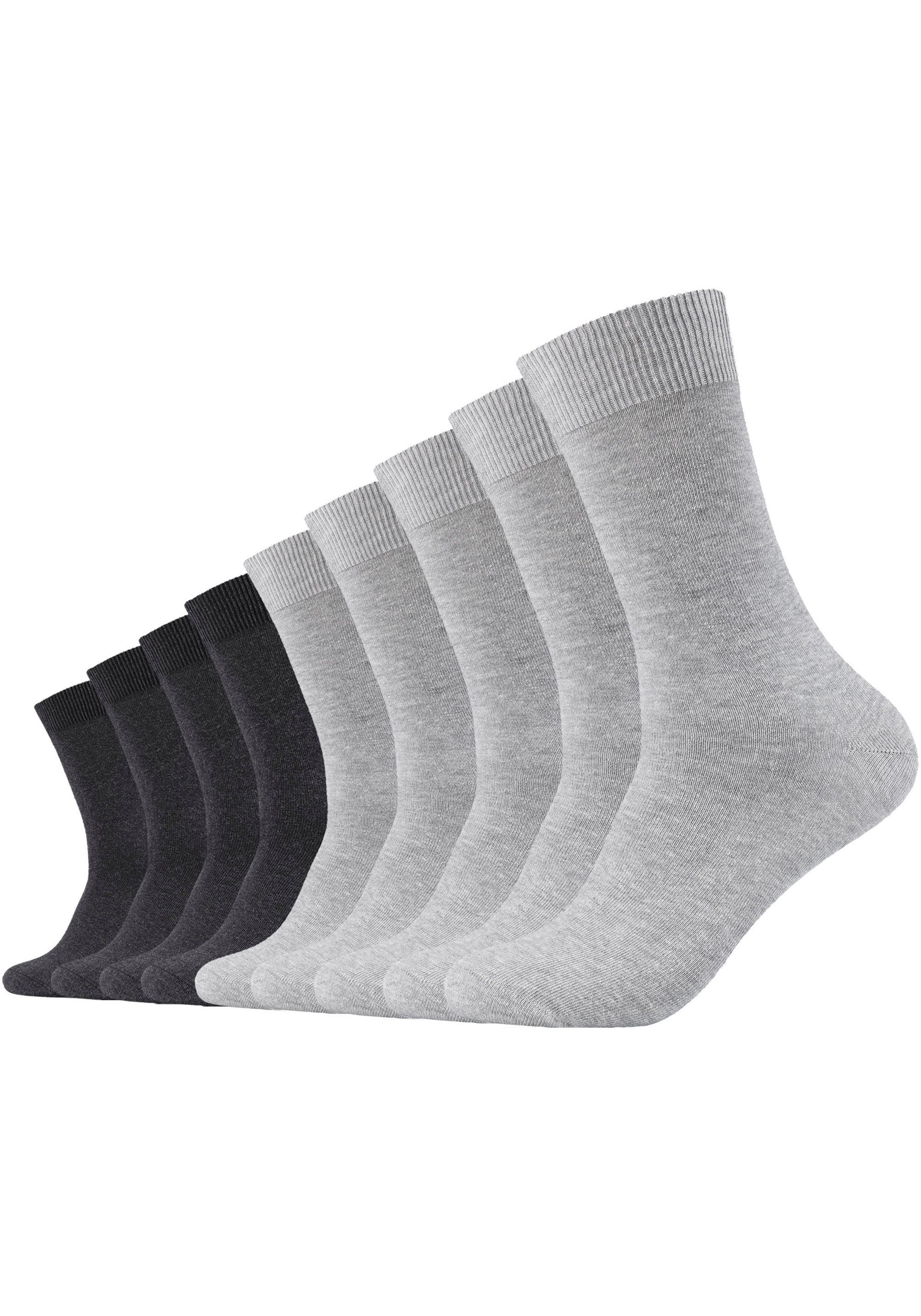 und Fersen- hellgrau-grau-meliert Zehenbereich 9-Paar) Langlebig: Socken (Packung, verstärkter Camano