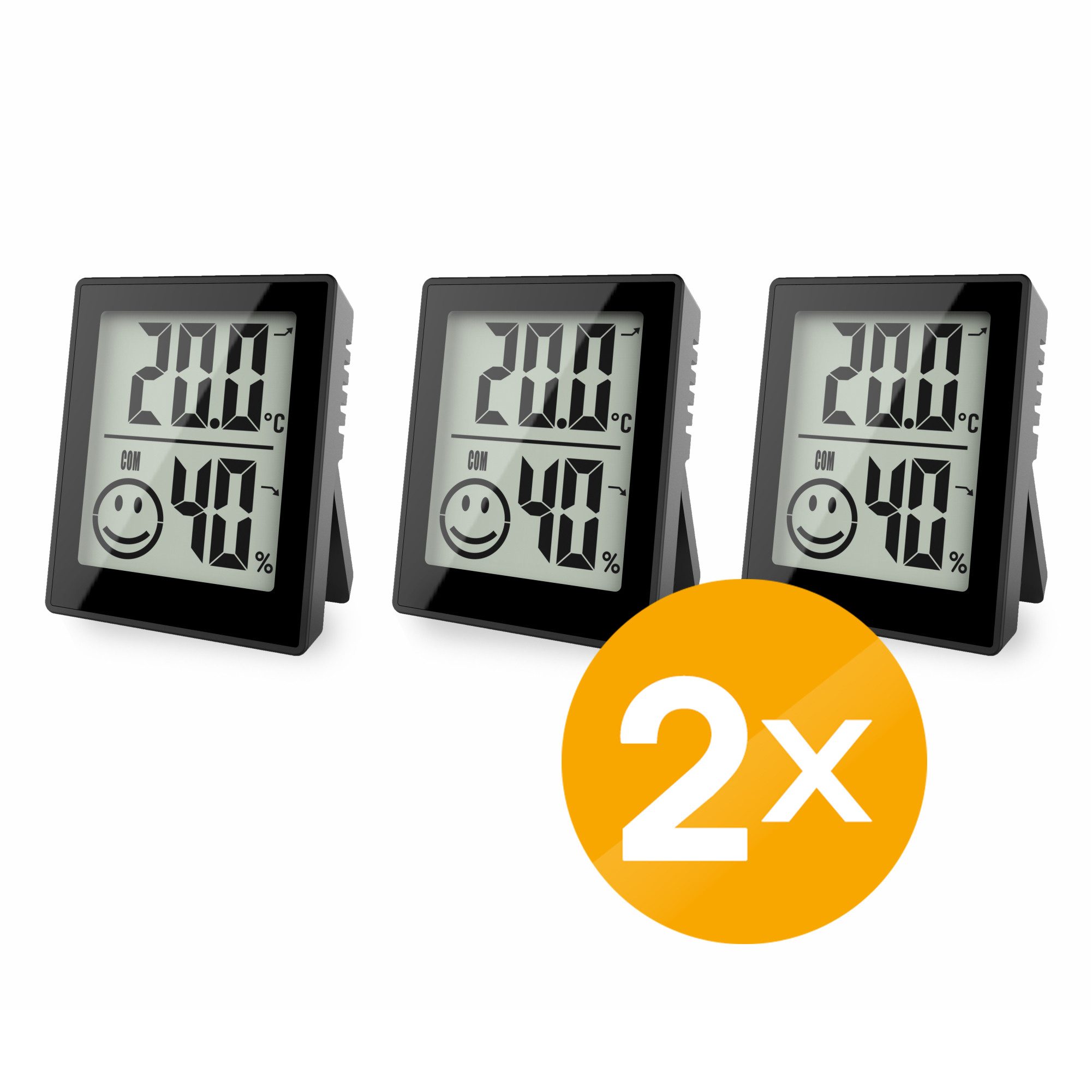 Miraval Klimamesser Thermo-/Hygrometer 3er Set mit Smiley-Anzeige, Magnet- und Wandhalterung, mit Standfuß