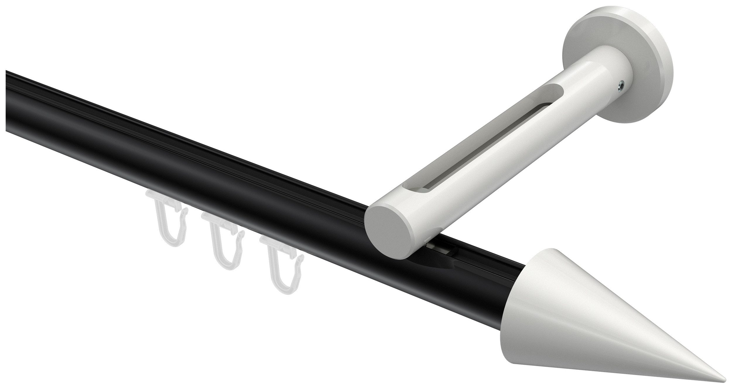 INTERDECO Innenlaufschiene Siteno Savio, Ø 20 mm, 1-läufig, Fixmaß, kürzbar, Wandmontage, Aluminium, Schwarz / Weiß / Bicolor