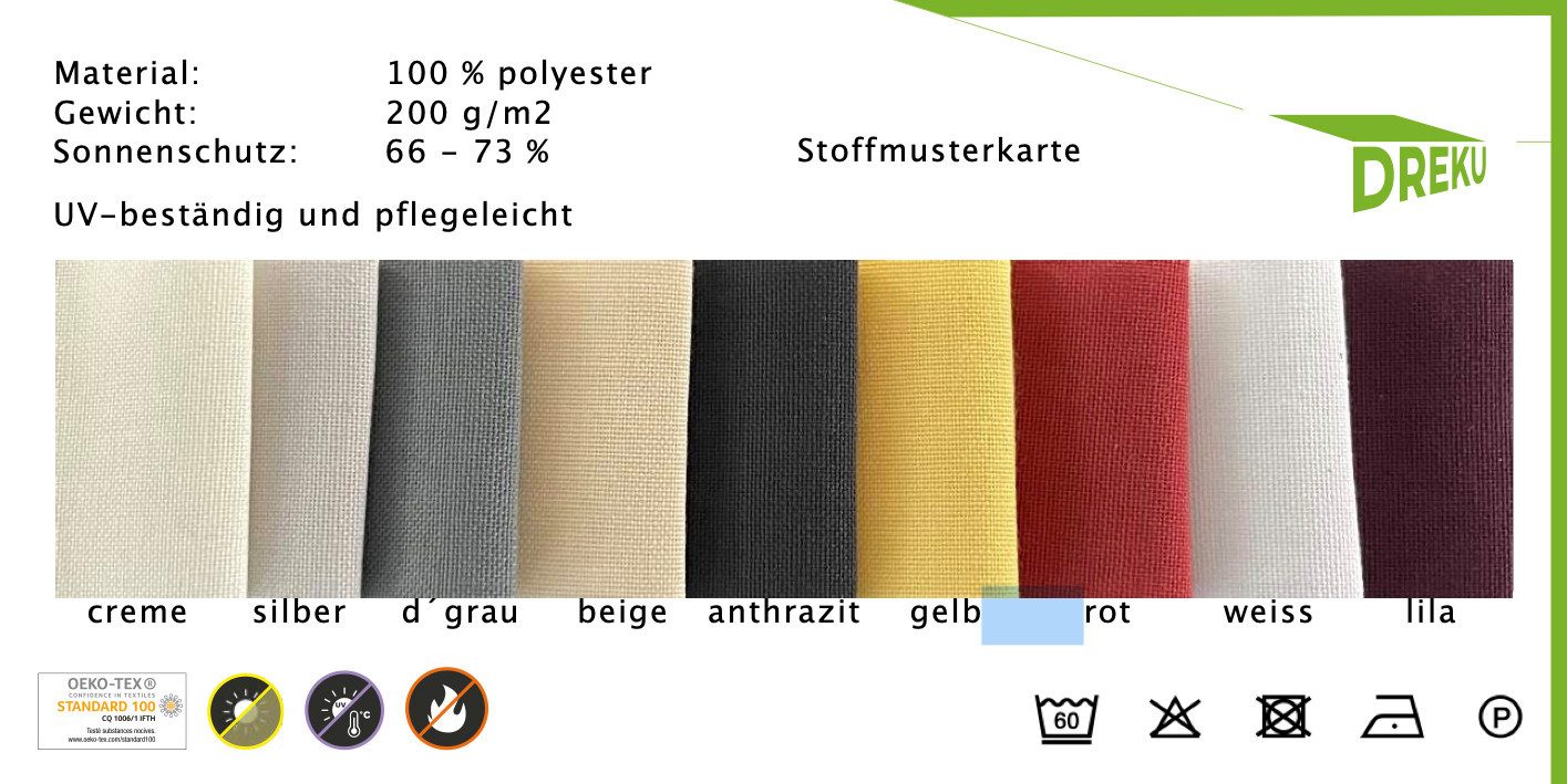 DREKU Sonnensegel Beschattung & Sonnenschutz, zwischen den Sparren, 3.000 mm Länge