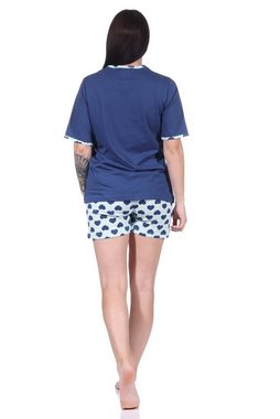 RELAX by Normann Pyjama Damen kurzarm Schlafanzug Shorty Pyjama im Herz-Design - 122 10 603