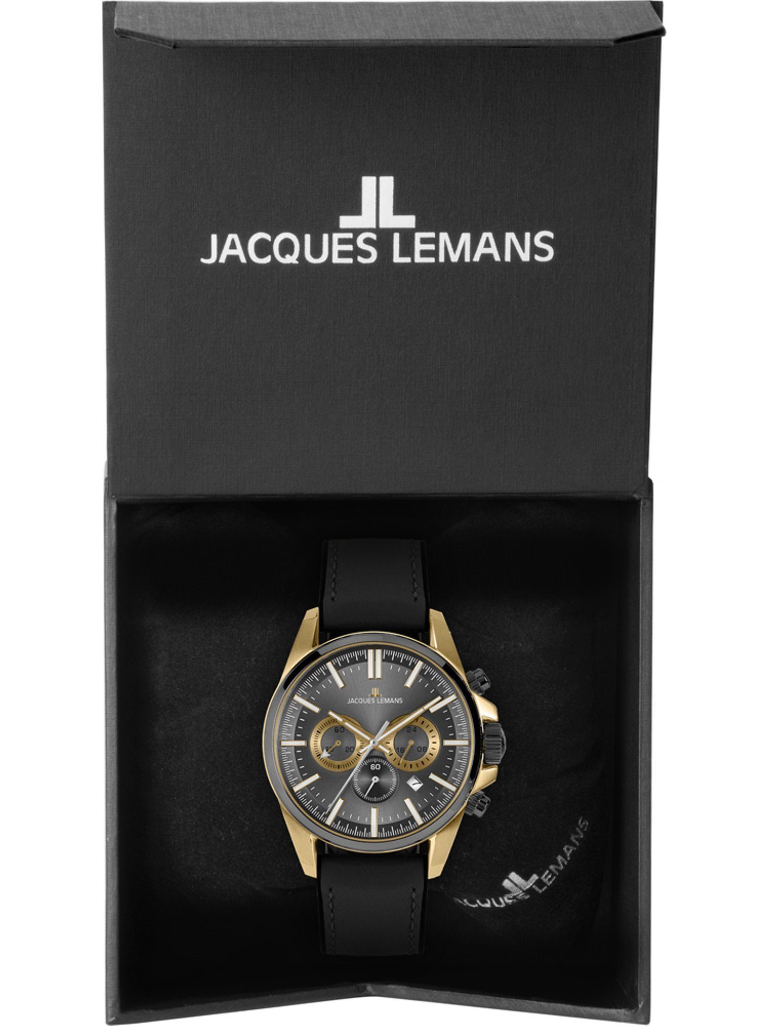 Jacques gold Lemans Lemans Jacques Chronograph Quarz, Herren-Uhren Analog Klassikuhr