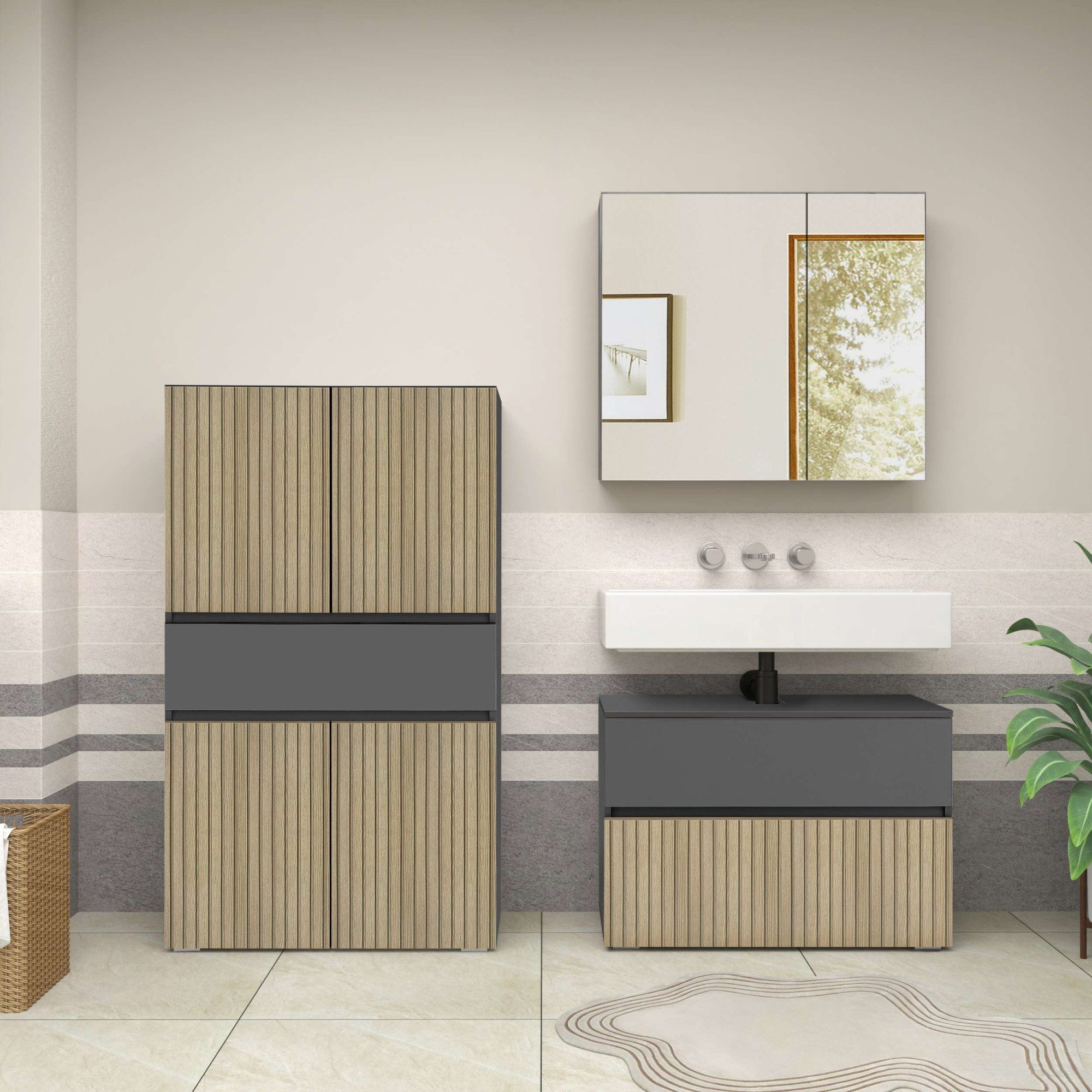 Home affaire Midischrank Wisla mit 4 Türen & 1 Schublade, Breite 76 cm, Höhe 130 cm – Bild 2 von 5